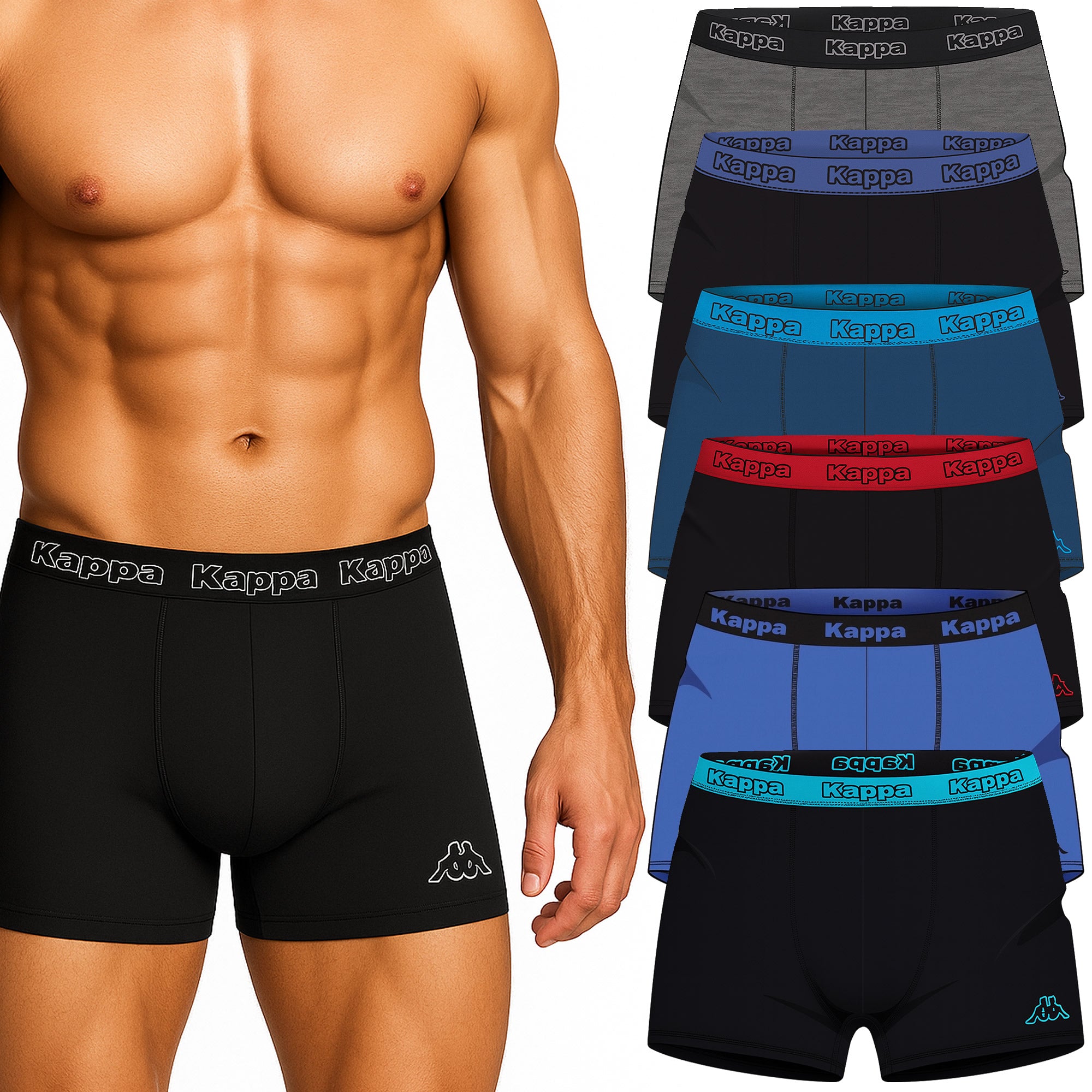Kappa Herren Boxershorts 6er Pack – Baumwolle Unterhosen M-XXL, verschiedene Farben, weicher Bund