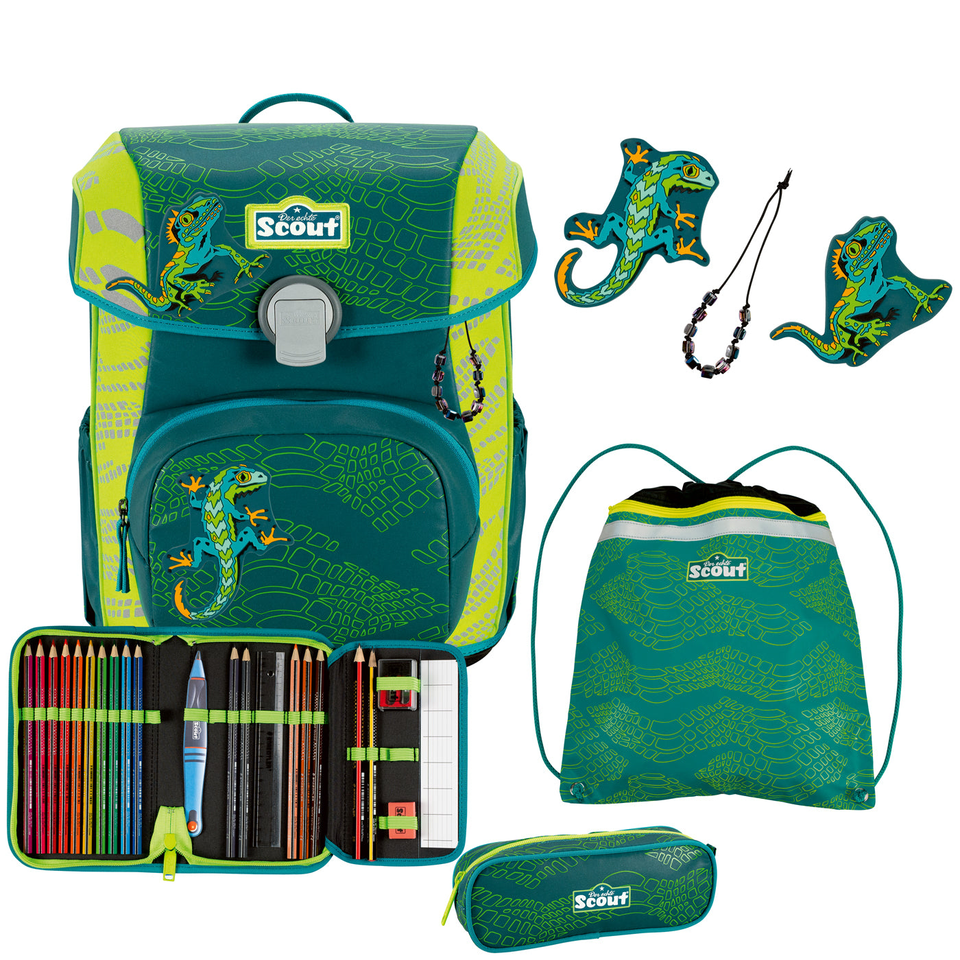 Scout Neo Exklusiv Superflash Extreme Lizard – ergonomisches Schulranzen-Set