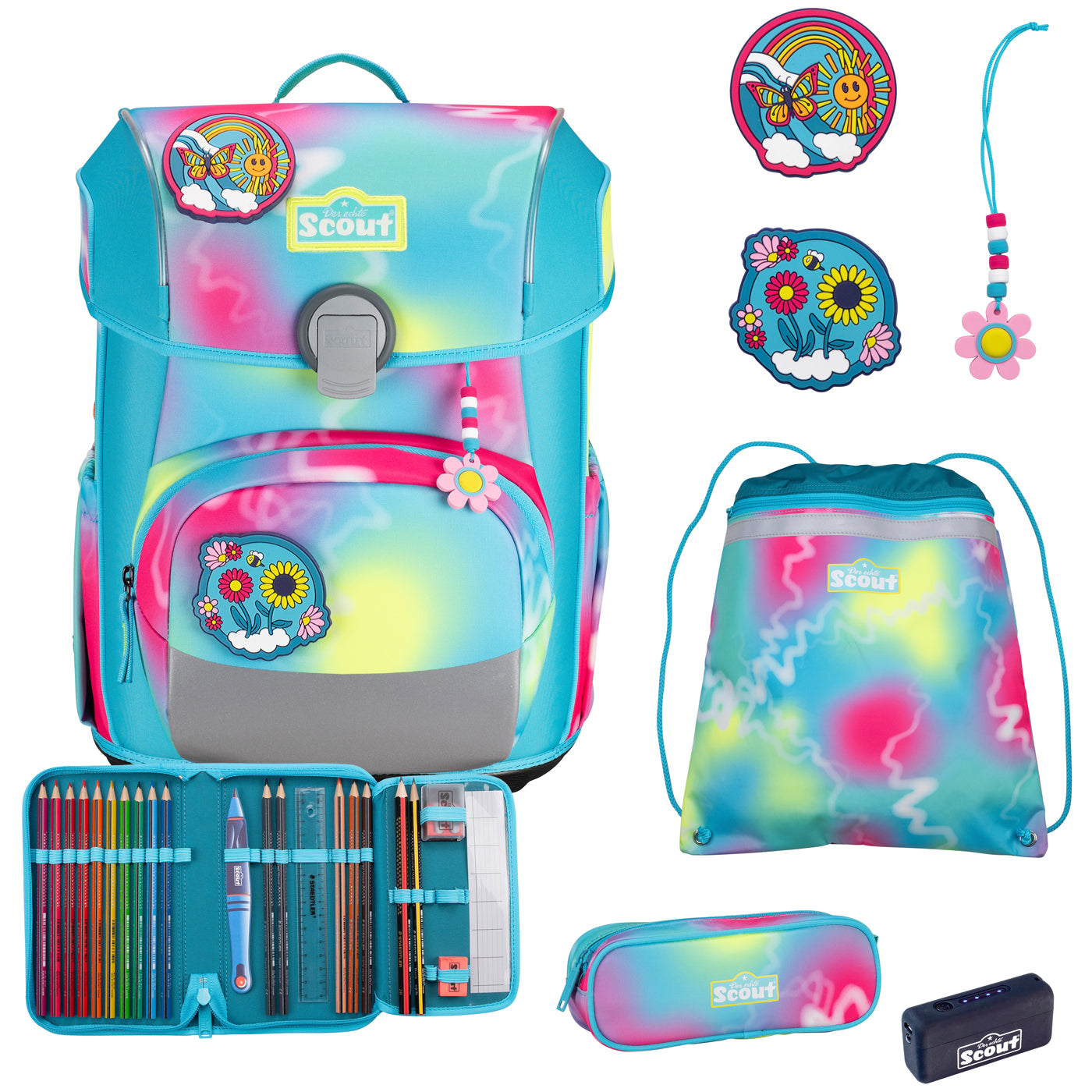 Scout Schulranzen Set Neo Exklusiv Safety Happy Rainbow