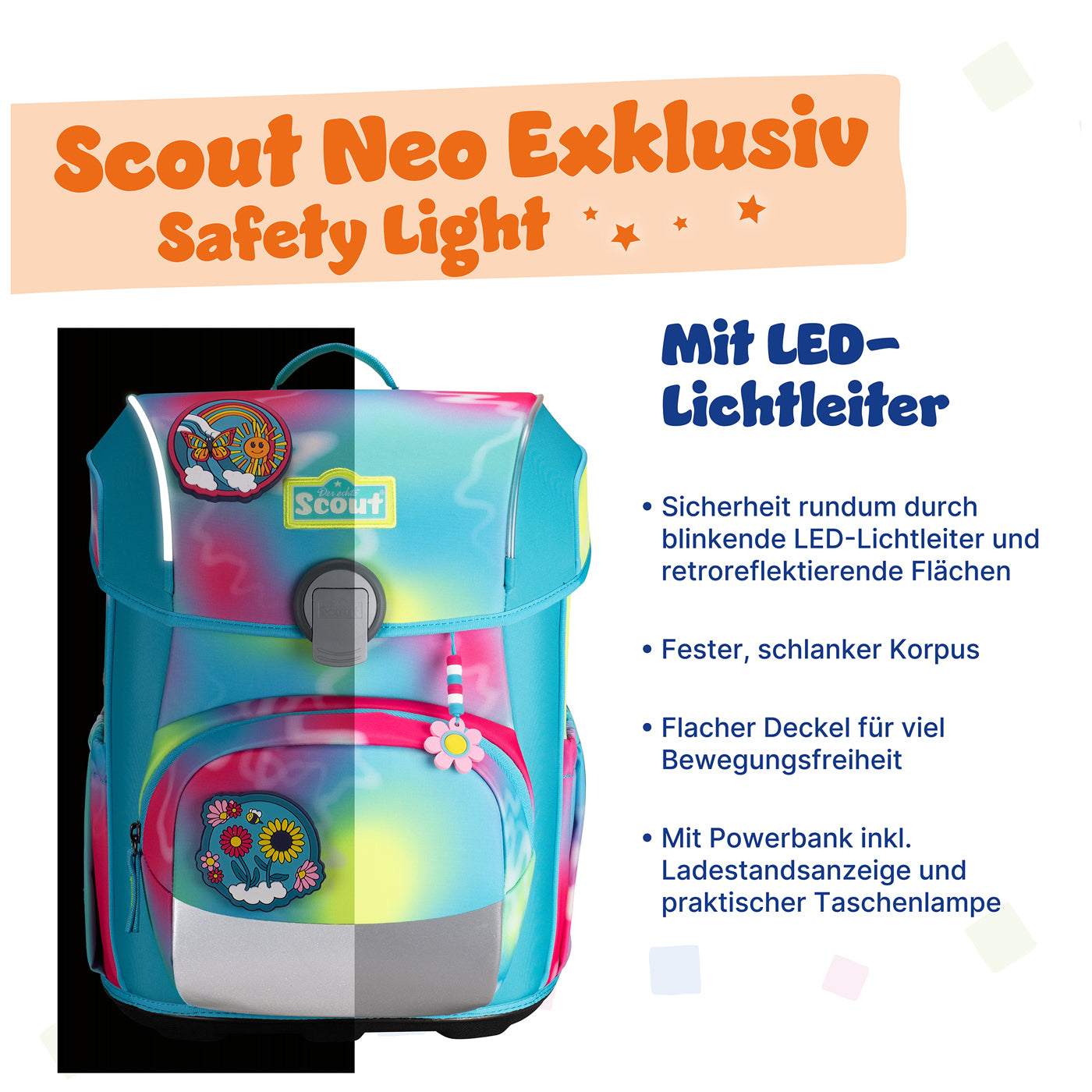 Scout Schulranzen Set Neo Exklusiv Safety Happy Rainbow
