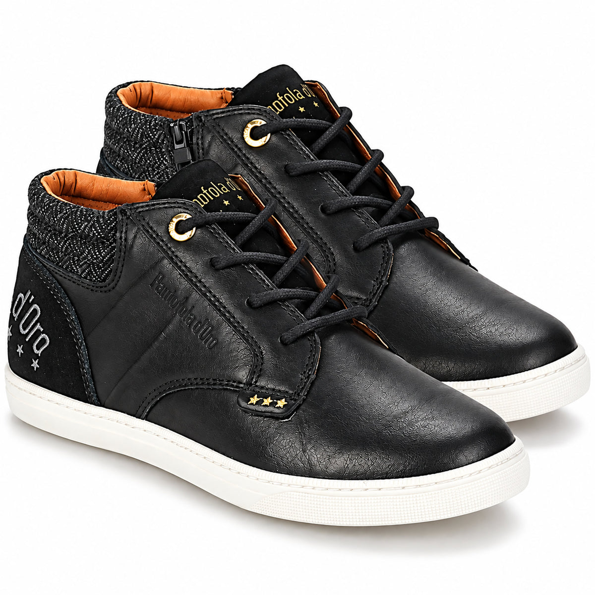 Kinder High Top Sneaker Schwarz – Echtleder Pantofola d’Oro Aosta Mid Jr.