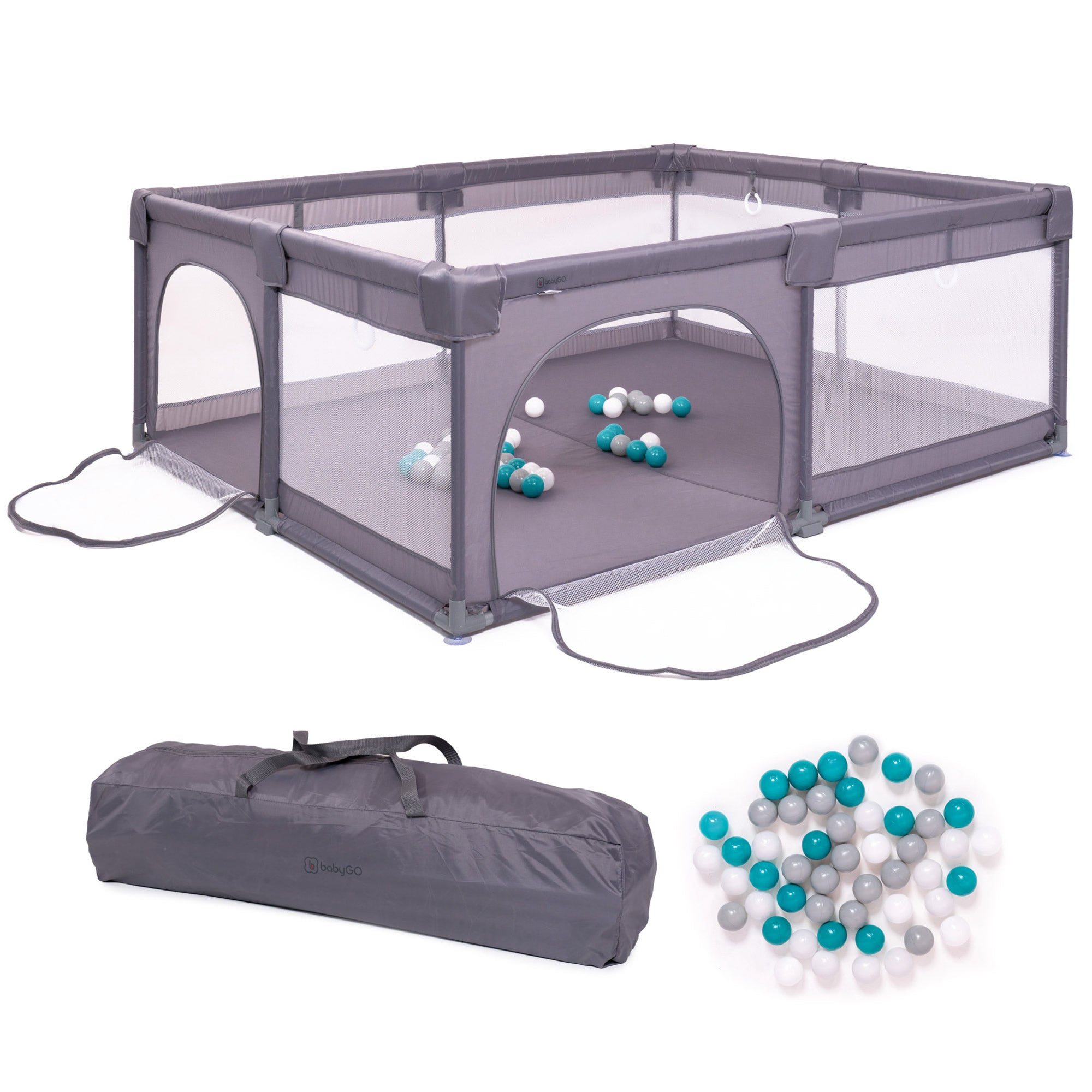 XXL Laufstall Laufgitter Krabbelgitter mit 48 Bälle Playpark BabyGo