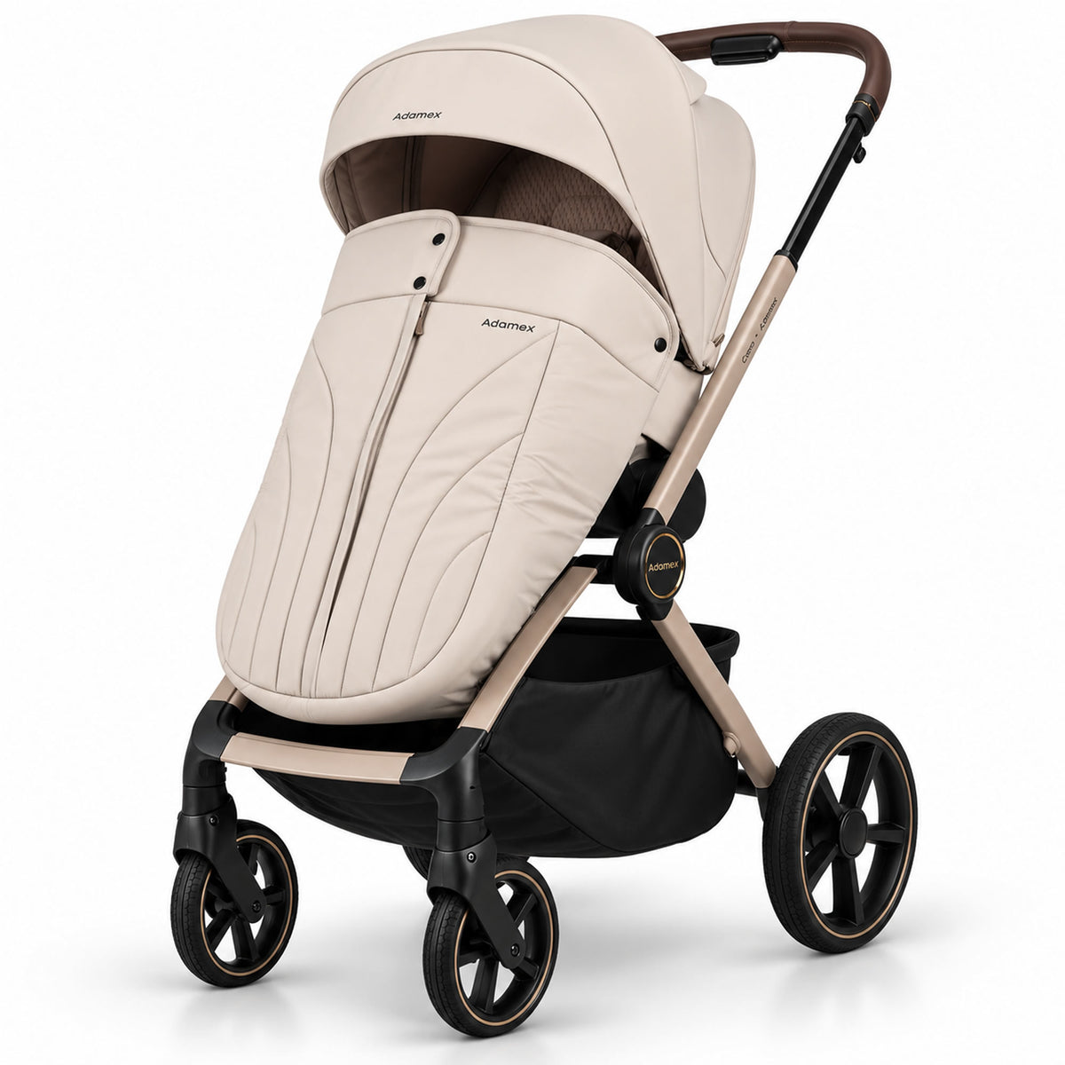 Adamex COMO 2-in-1 Kinderwagen Natura Beige – faltbare Babywanne