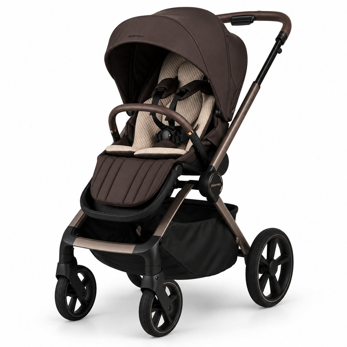 Adamex COMO 2-in-1 Kinderwagen Braun – faltbare Babywanne