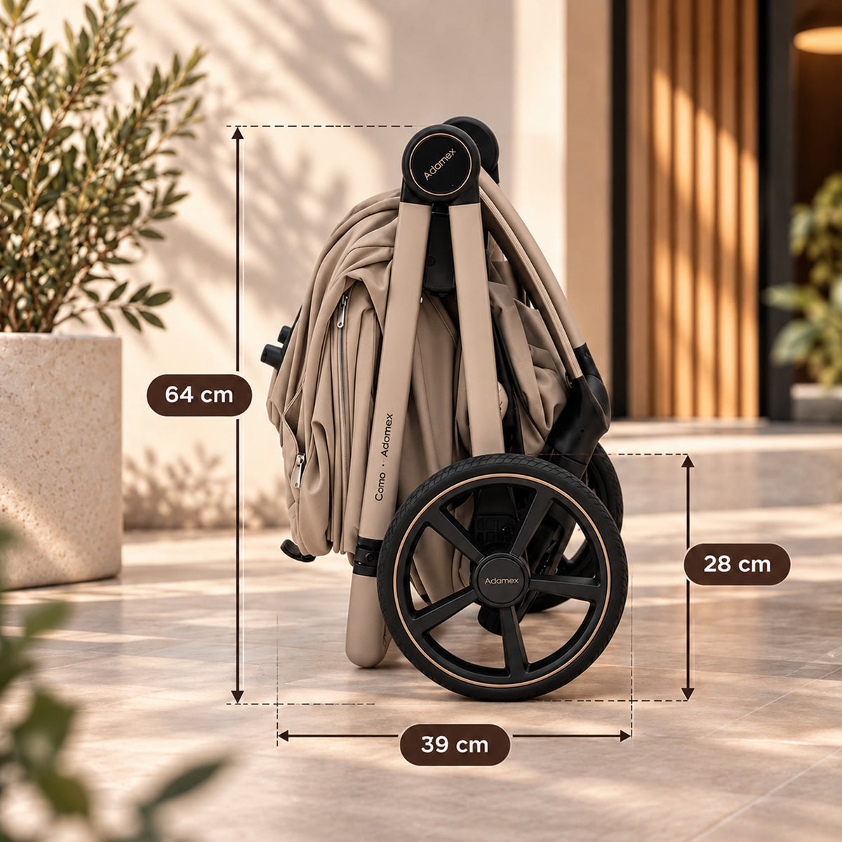 Titel: Adamex COMO 2-in-1 Kinderwagen Cappuccino – faltbare Babywanne