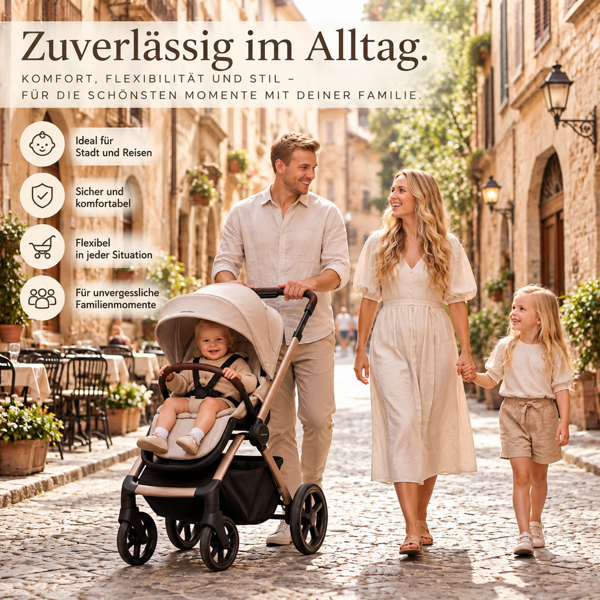 Titel: Adamex COMO 2-in-1 Kinderwagen Cappuccino – faltbare Babywanne