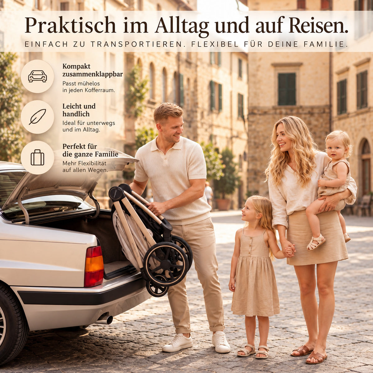 Titel: Adamex COMO 2-in-1 Kinderwagen Cappuccino – faltbare Babywanne