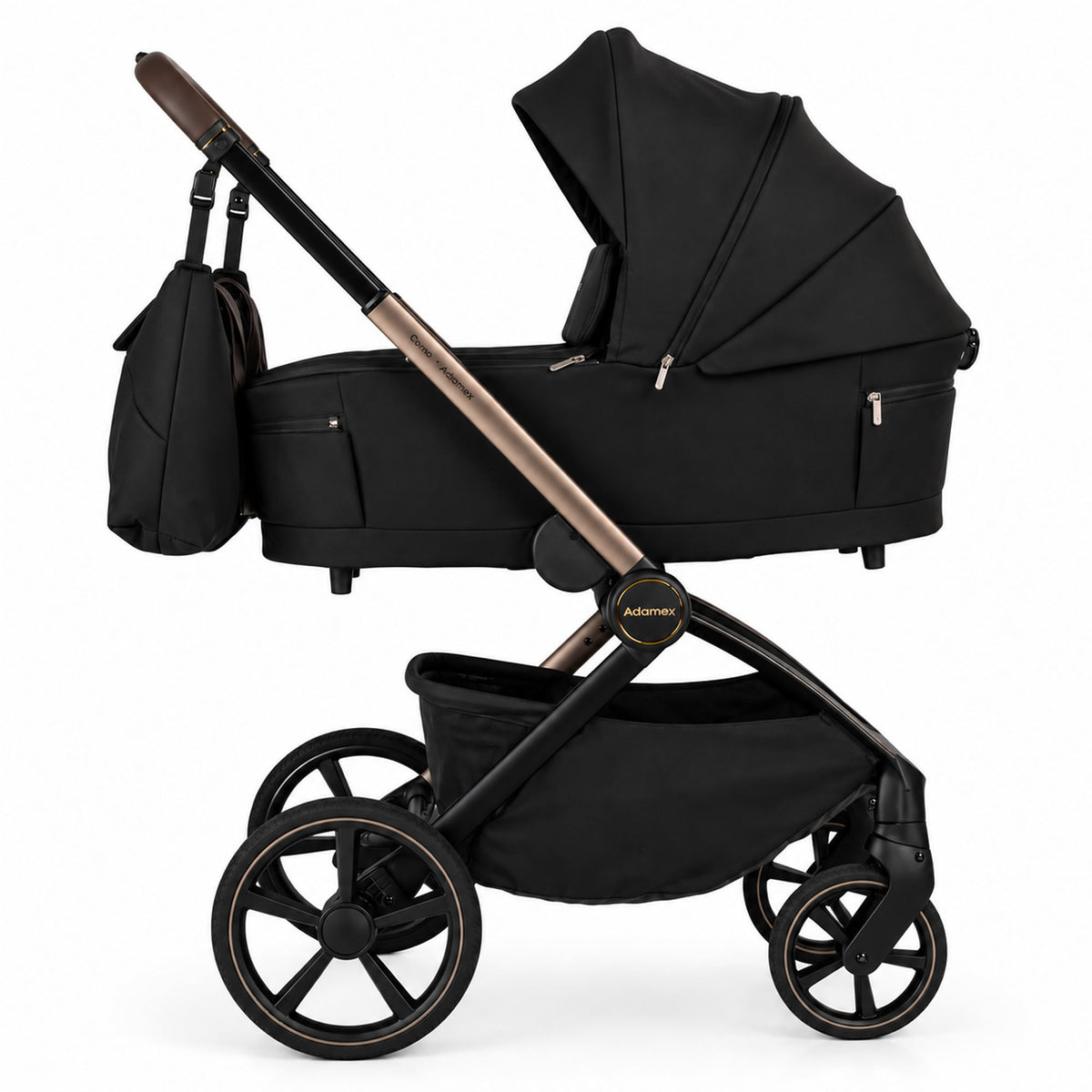 Adamex COMO 2-in-1 Kinderwagen Schwarz – faltbare Babywanne