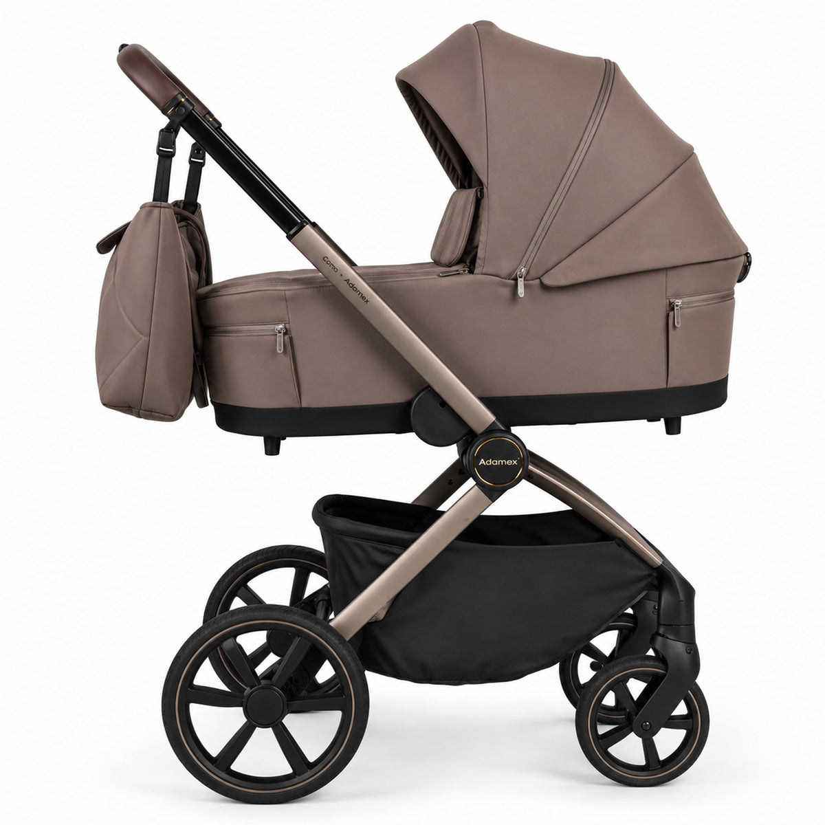Adamex COMO 2-in-1 Kinderwagen Taupe – faltbare Babywanne