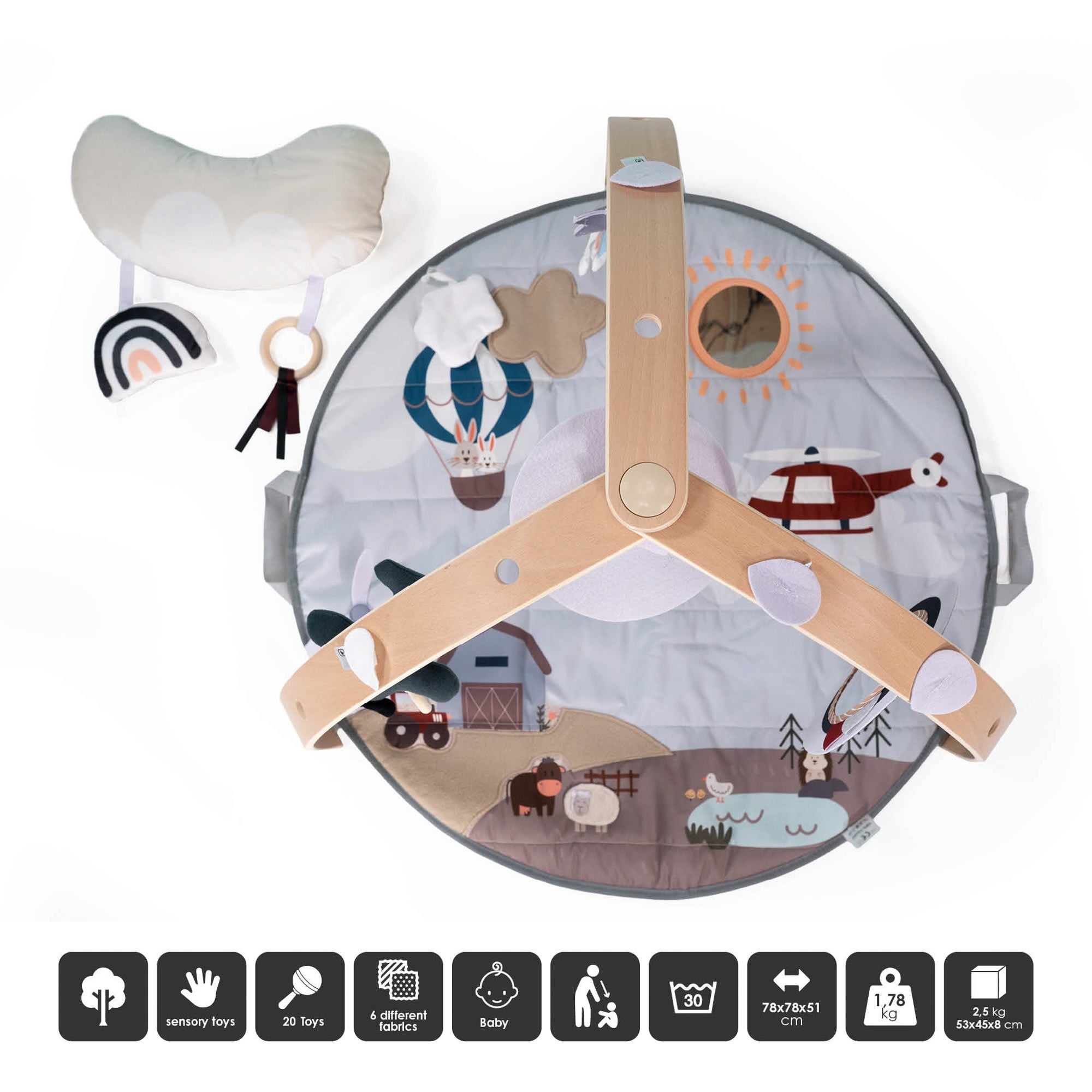 BabyGO Bianca Krabbeldecke mit Spielbogen & Activity Center