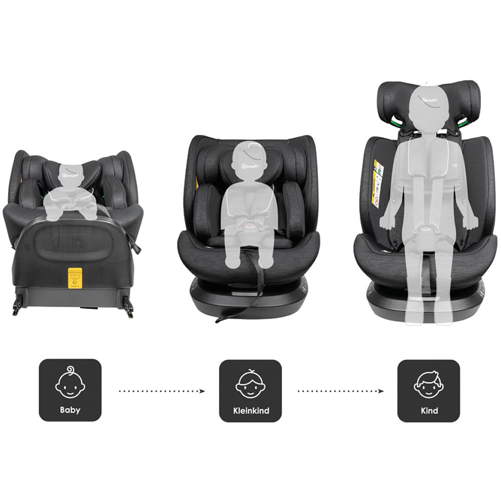 babyGO Protection 360 i-Size Kindersitz 40–150 cm – ISOFIX & Top Tether