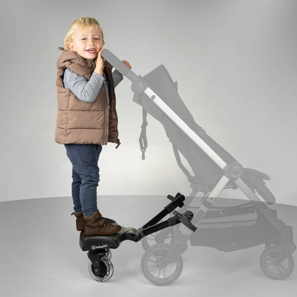 BabyGo Buggy Board mit Sitz Kinderwagen Kiddy Trittbrett WeGo