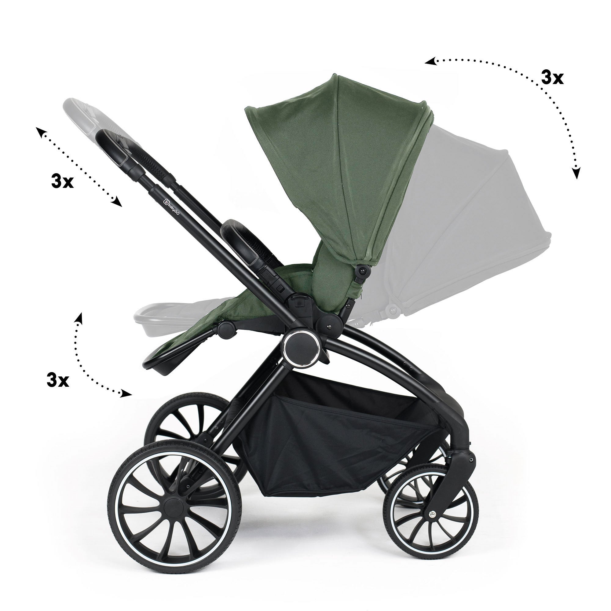 BabyGo Kinderwagen Harmony 3in1 Komplettset inkl. Babyschale