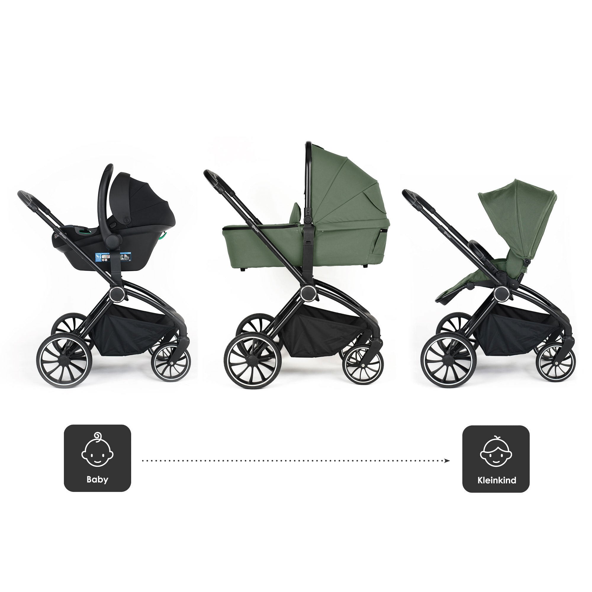 BabyGo Kinderwagen Harmony 3in1 Komplettset inkl. Babyschale