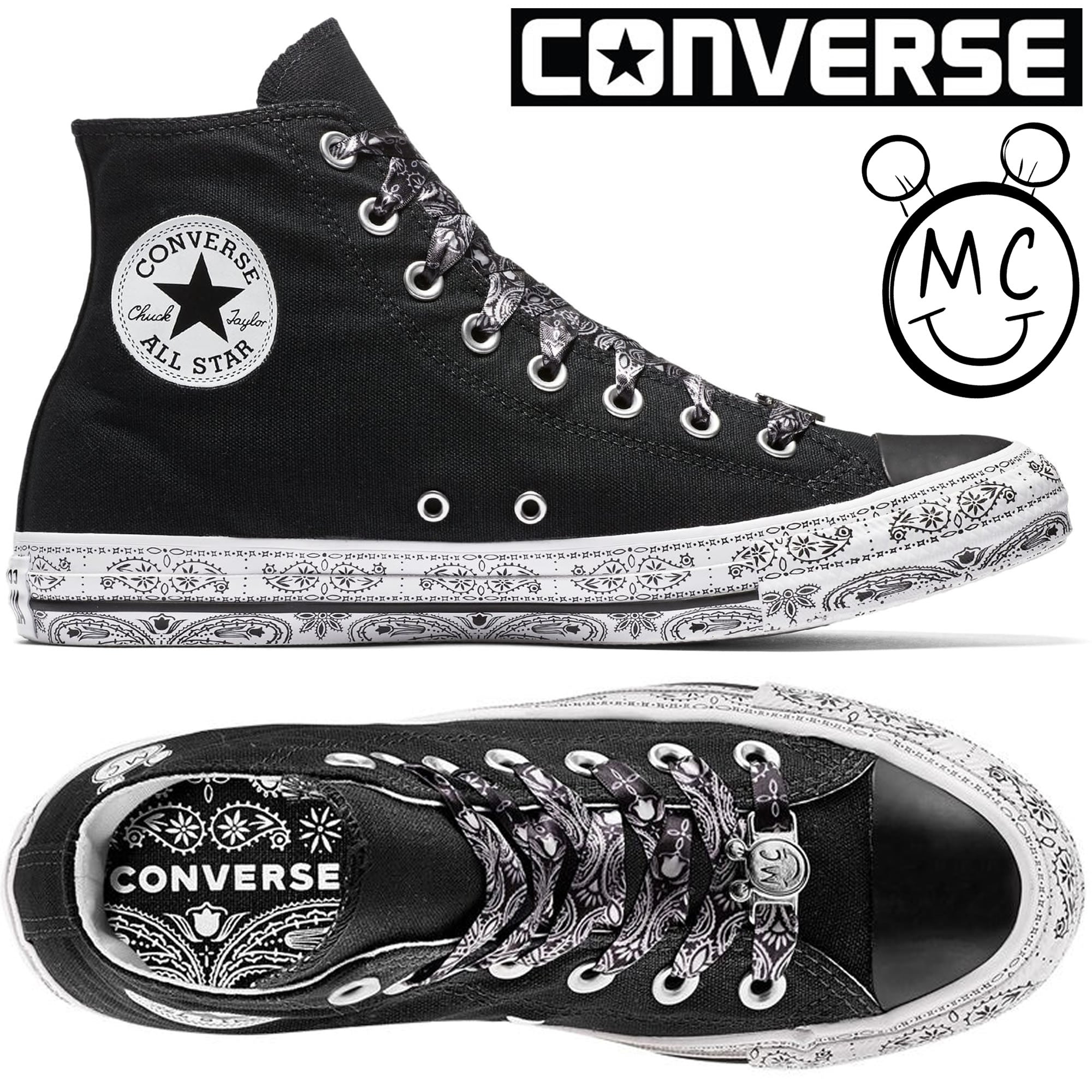 Converse Schuhe Miley Cyrus Chucks High Top Sneakers – Schwarz Weiß