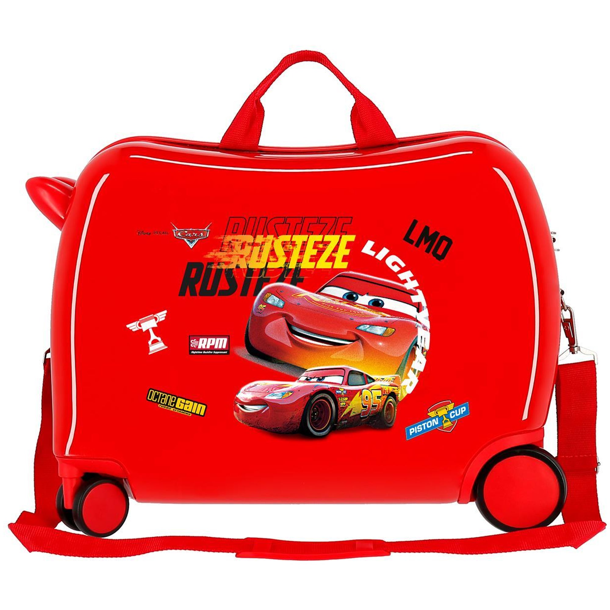 Cars Sitzkoffer Kinder – Hartschalen Ziehkoffer 34L Rot | Lightning McQueen