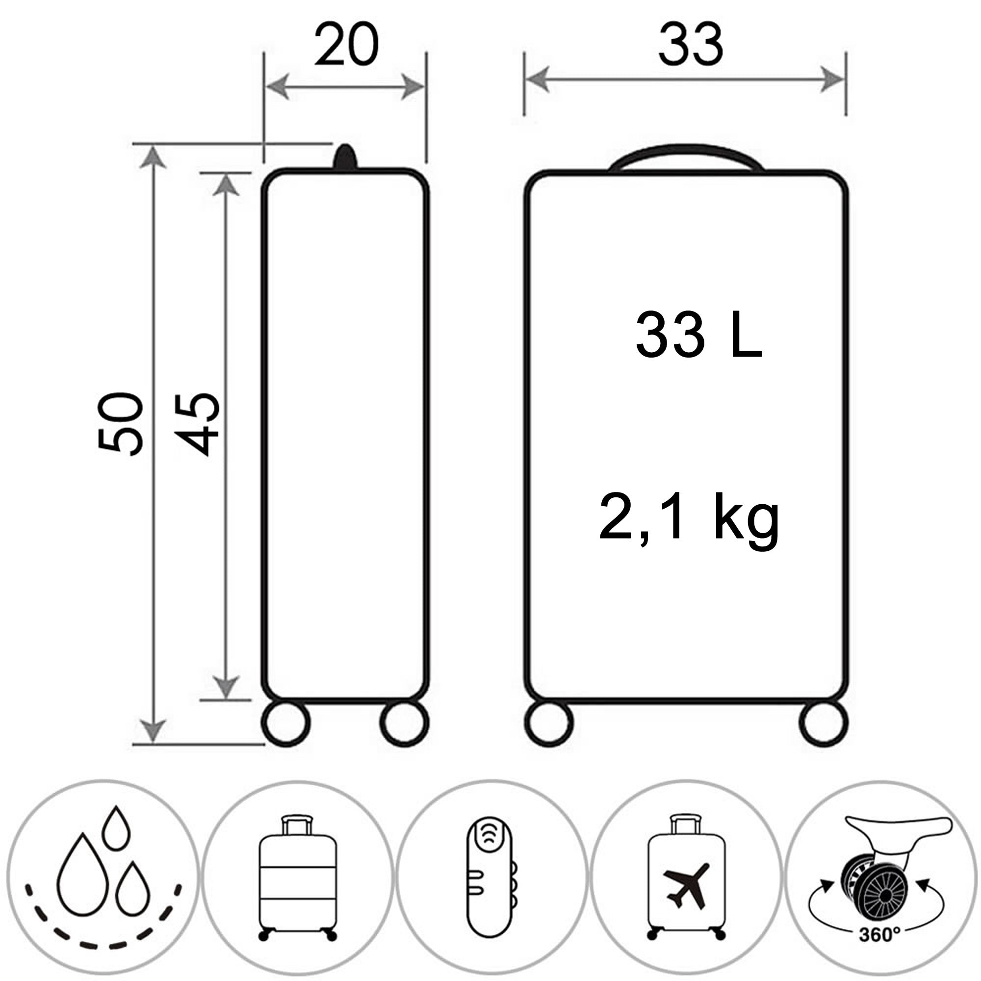 Stitch Kinder Koffer Trolley 50 cm – Hartschale Hellblau