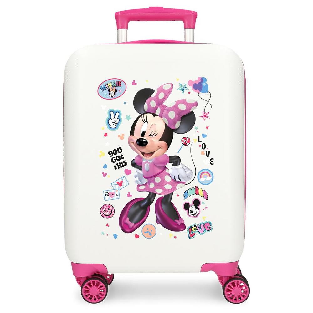 Minnie Mouse Kinder Koffer Trolley 50 cm – Hartschale Weiß / Pink