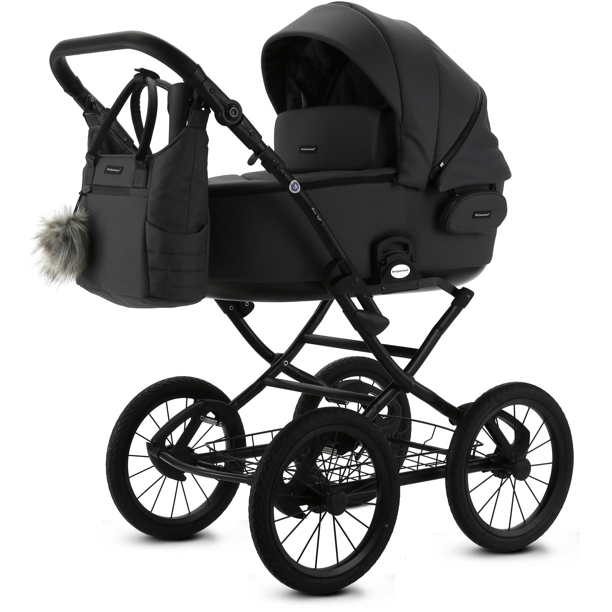 Knirpsenland Retro Style 2.0 Kinderwagen Anthrazit – Edler Dark Elegance 2in1 Kombikinderwagen
