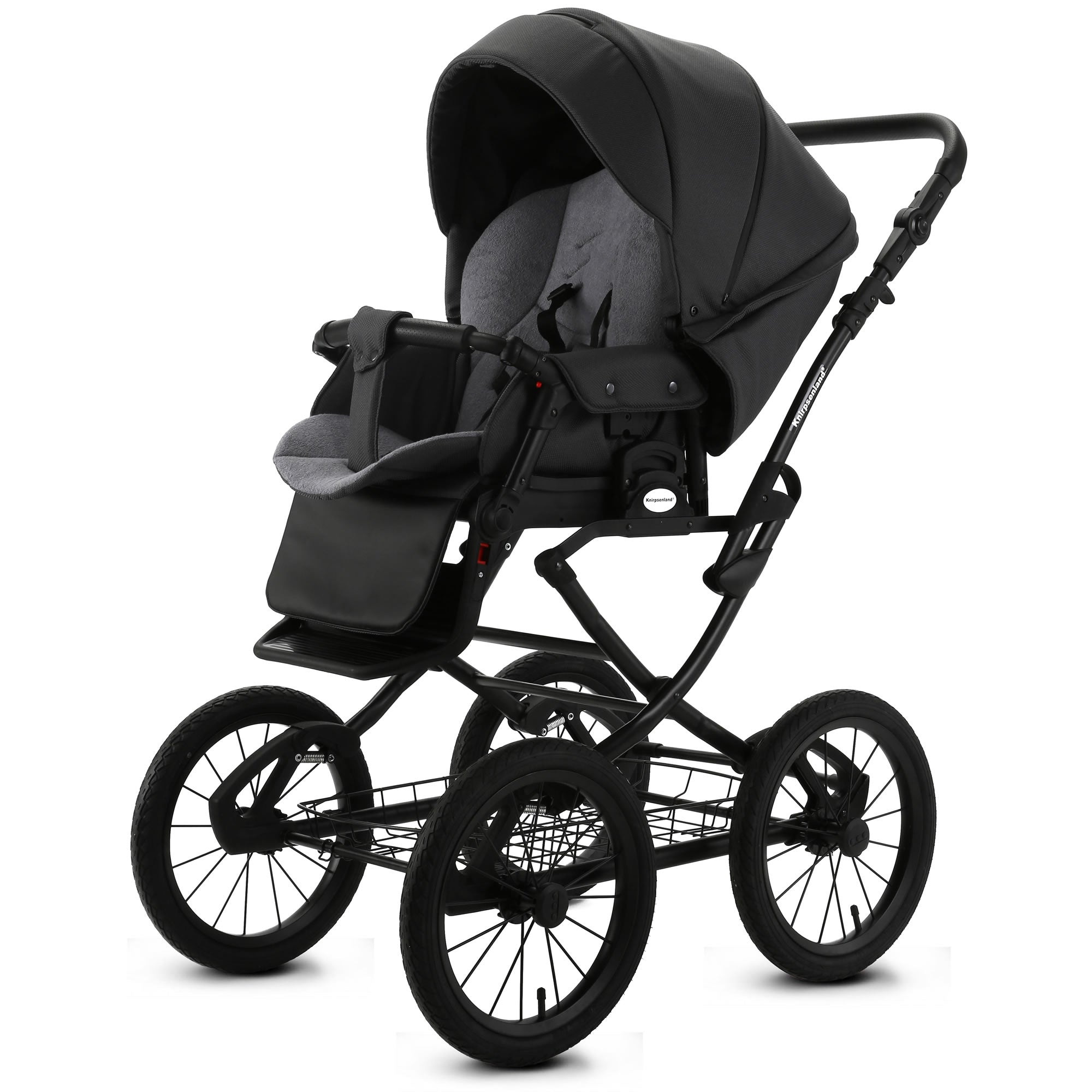 Knirpsenland Retro Style 2.0 Kinderwagen Anthrazit – Edler Dark Elegance 2in1 Kombikinderwagen