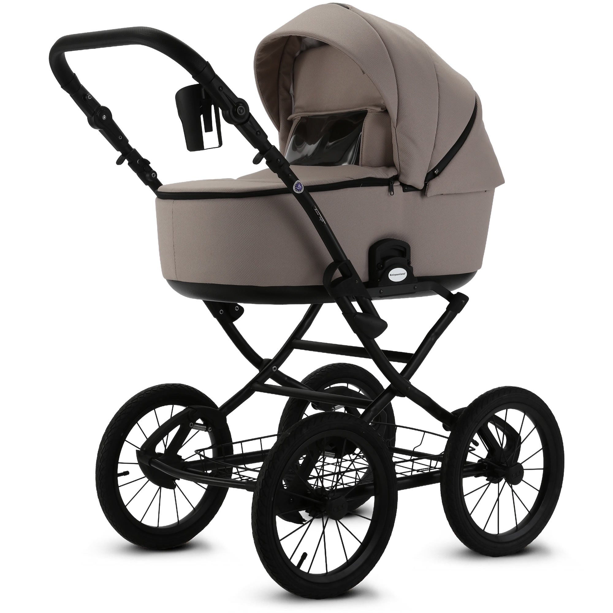 Knirpsenland Retro Style 2.0 Kinderwagen Cappuccino – Edler Kombikinderwagen in Braunbeige