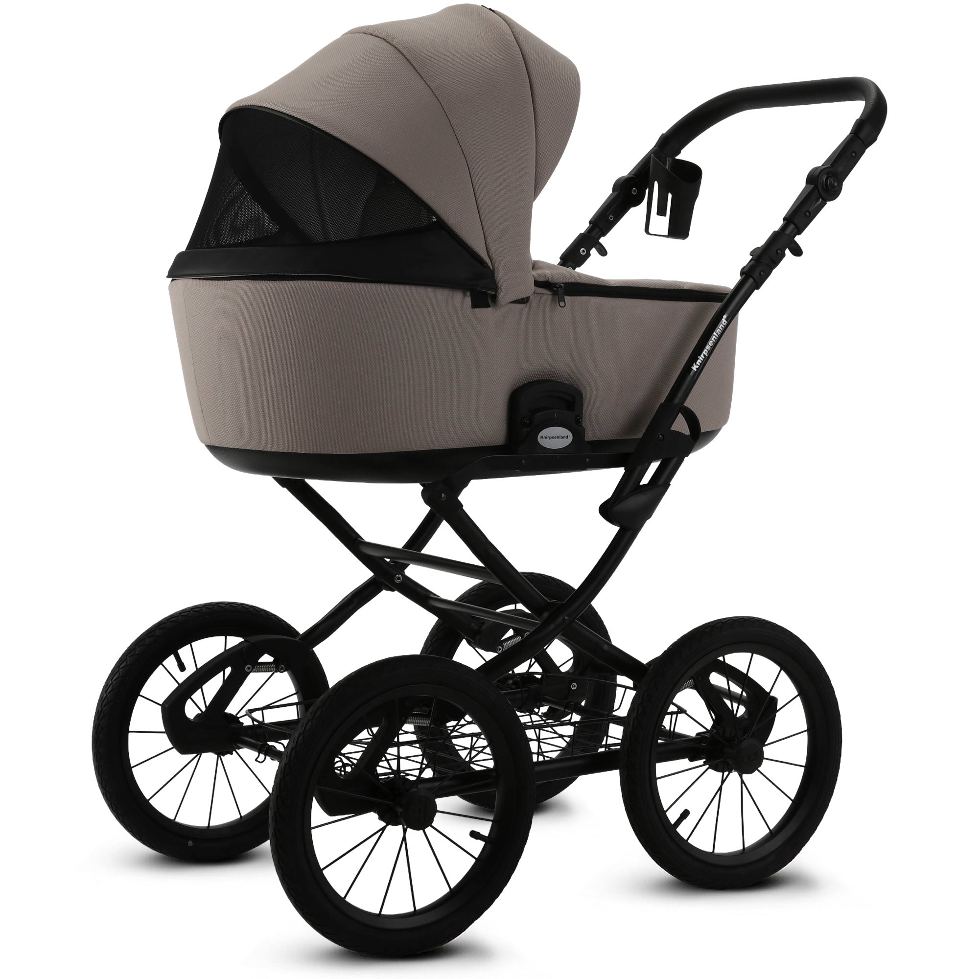 Knirpsenland Retro Style 2.0 Kinderwagen Cappuccino – Edler Kombikinderwagen in Braunbeige