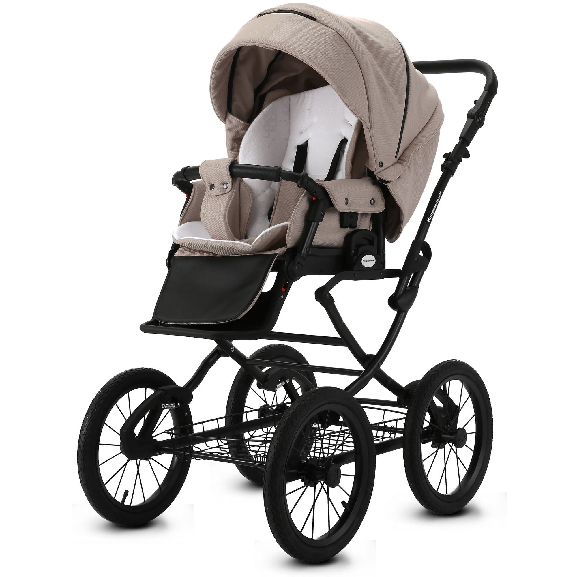 Knirpsenland Retro Style 2.0 Kinderwagen Cappuccino – Edler Kombikinderwagen in Braunbeige