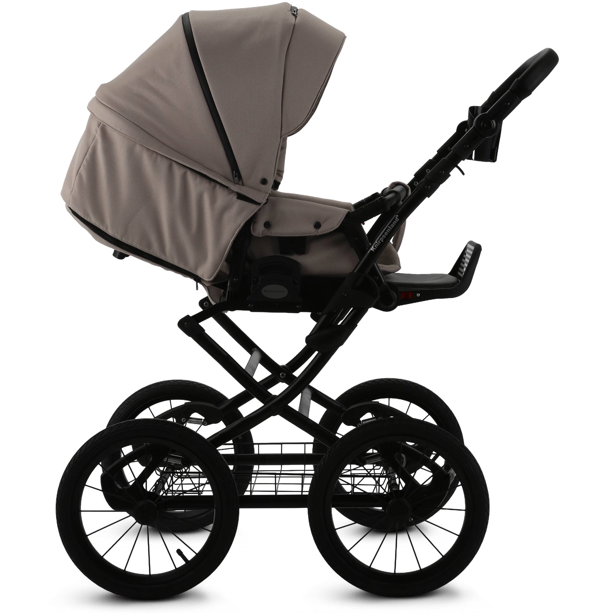 Knirpsenland Retro Style 2.0 Kinderwagen Cappuccino – Edler Kombikinderwagen in Braunbeige