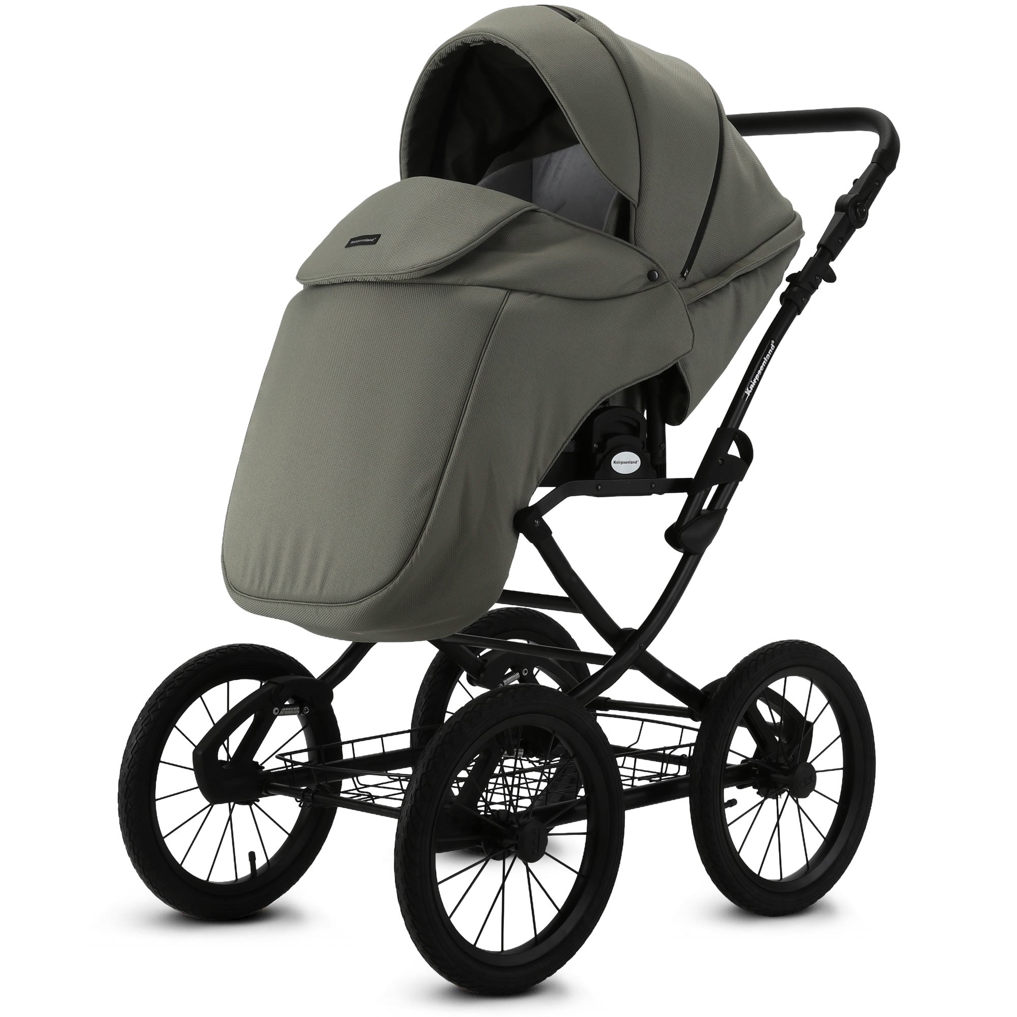 Knirpsenland Retro Style 2.0 Kinderwagen Salbeigrün – Oliv-Ton mit Babywanne & Sportsitz