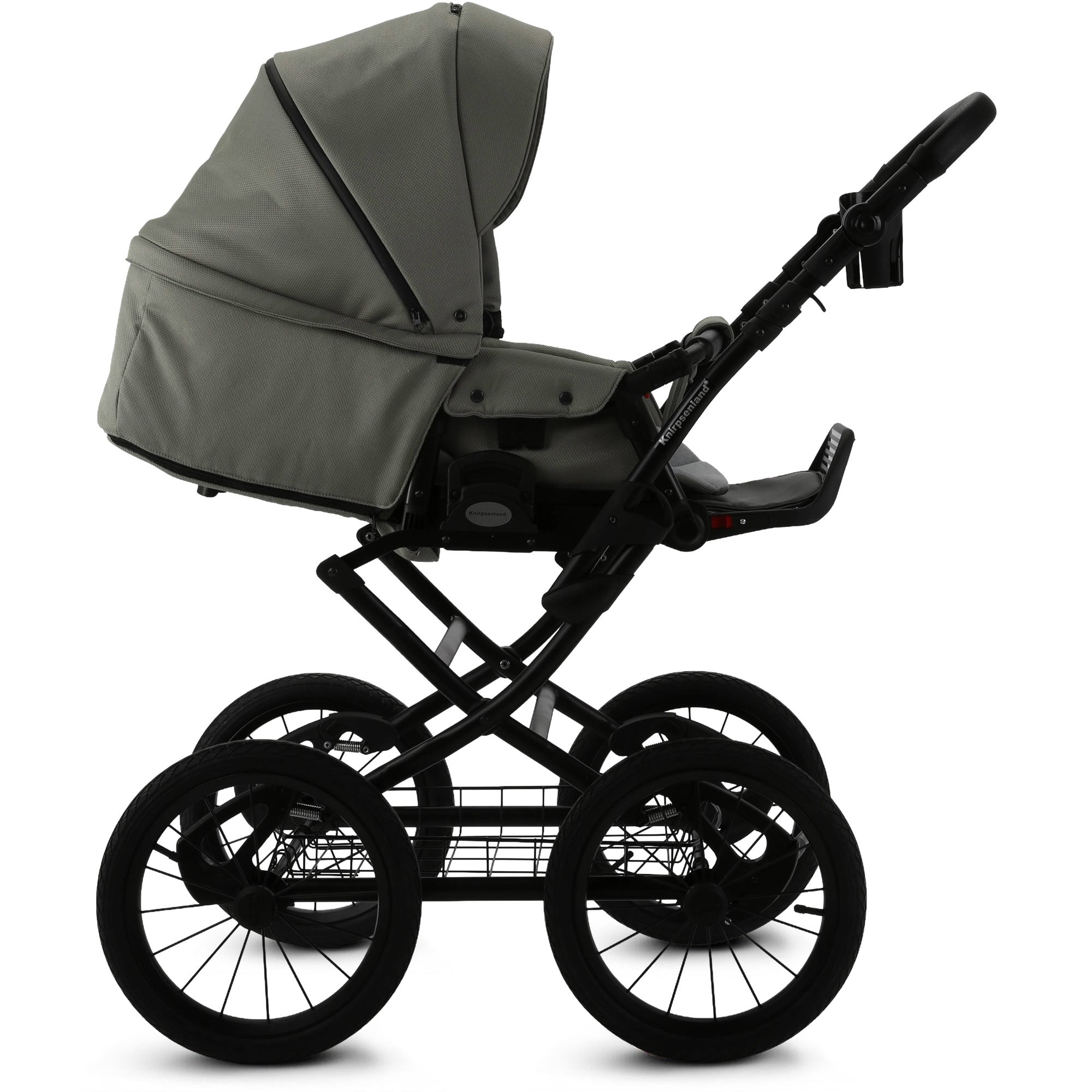 Knirpsenland Retro Style 2.0 Kinderwagen Salbeigrün – Oliv-Ton mit Babywanne & Sportsitz