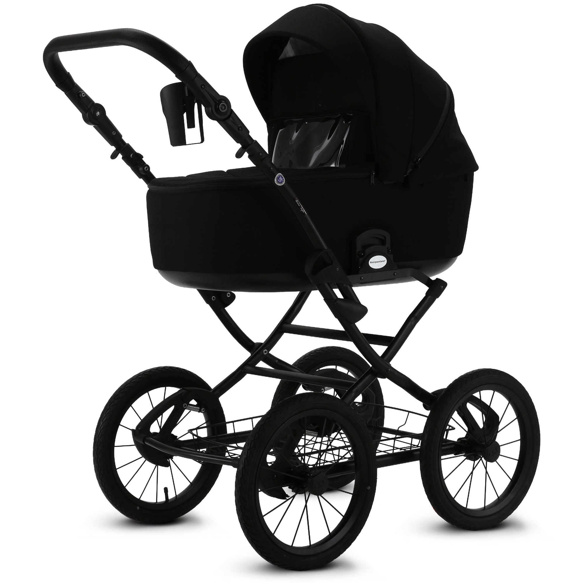 Knirpsenland Retro Style 2.0 Kinderwagen Schwarz – Luxus Kombikinderwagen | Black Edition