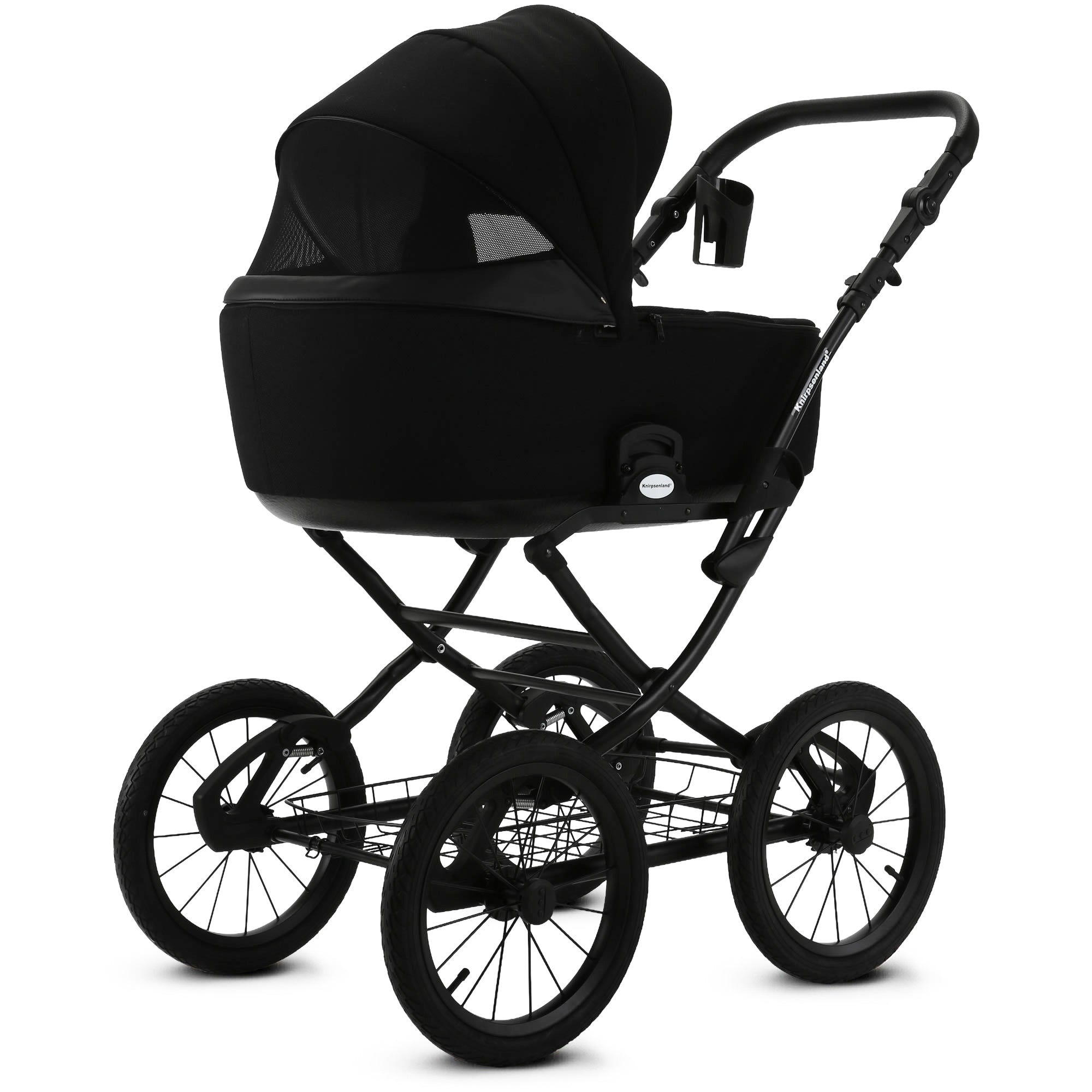 Knirpsenland Retro Style 2.0 Kinderwagen Schwarz – Luxus Kombikinderwagen | Black Edition
