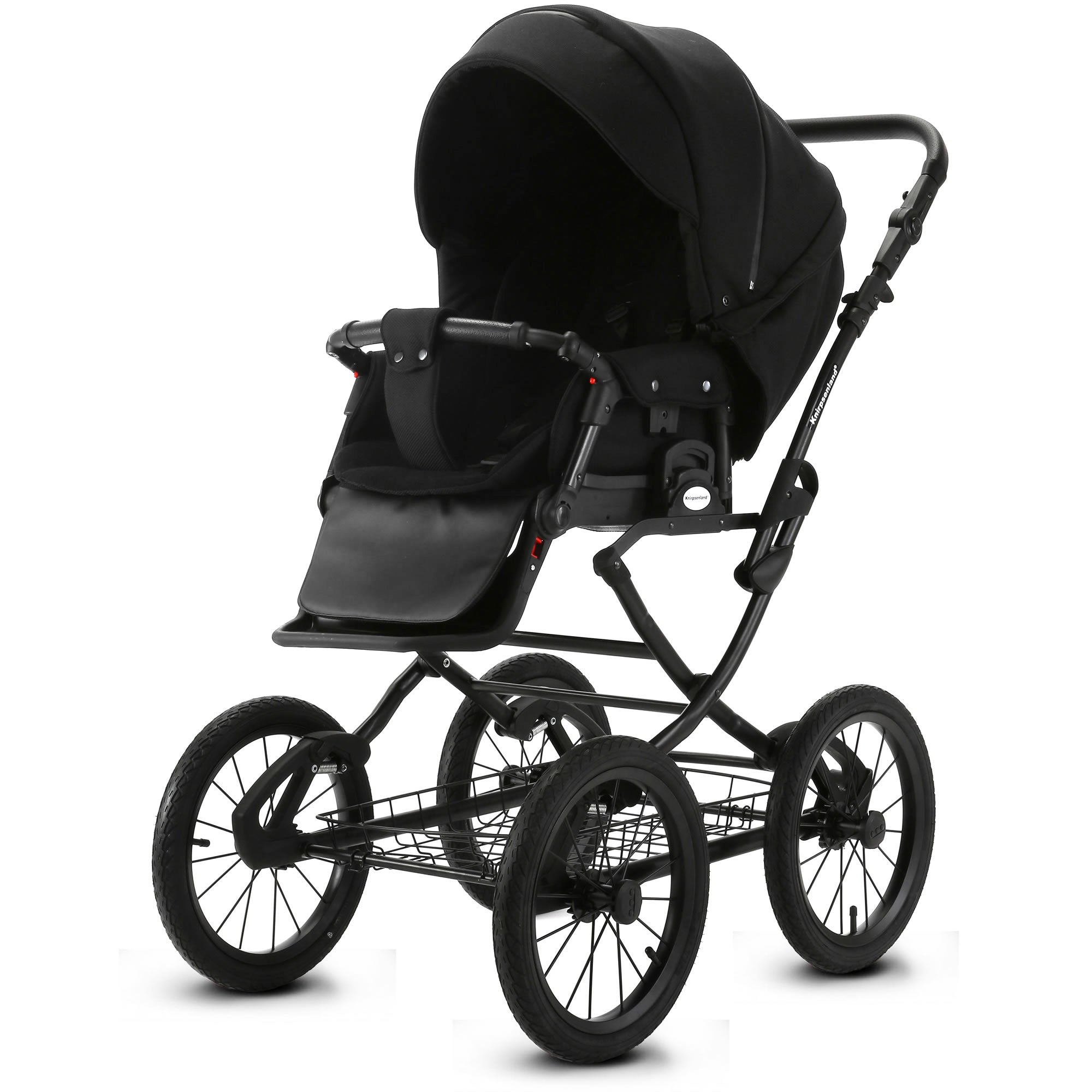 Knirpsenland Retro Style 2.0 Kinderwagen Schwarz – Luxus Kombikinderwagen | Black Edition