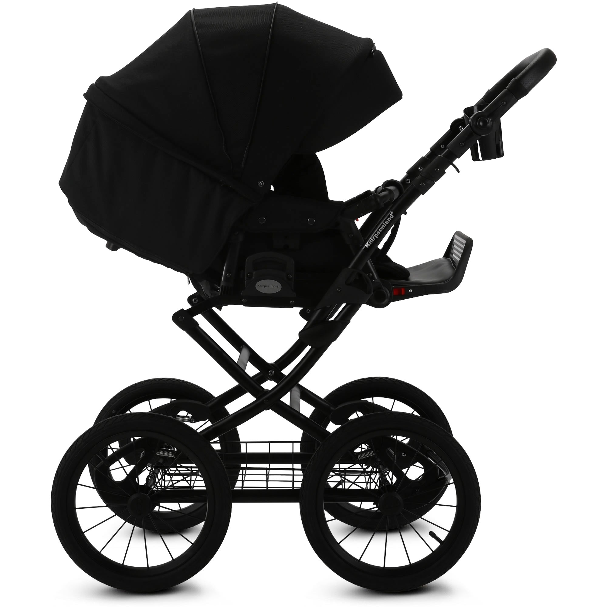 Knirpsenland Retro Style 2.0 Kinderwagen Schwarz – Luxus Kombikinderwagen | Black Edition