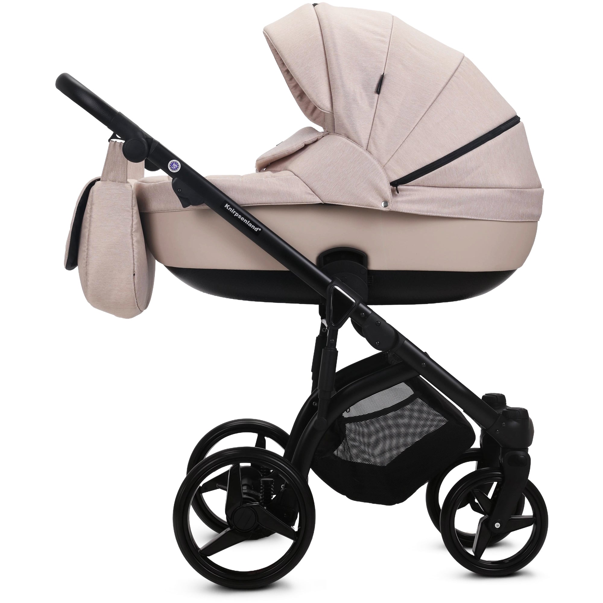 Knirpsenland Valencia Kombi Kinderwagen – Beige (Jeans-Optik)