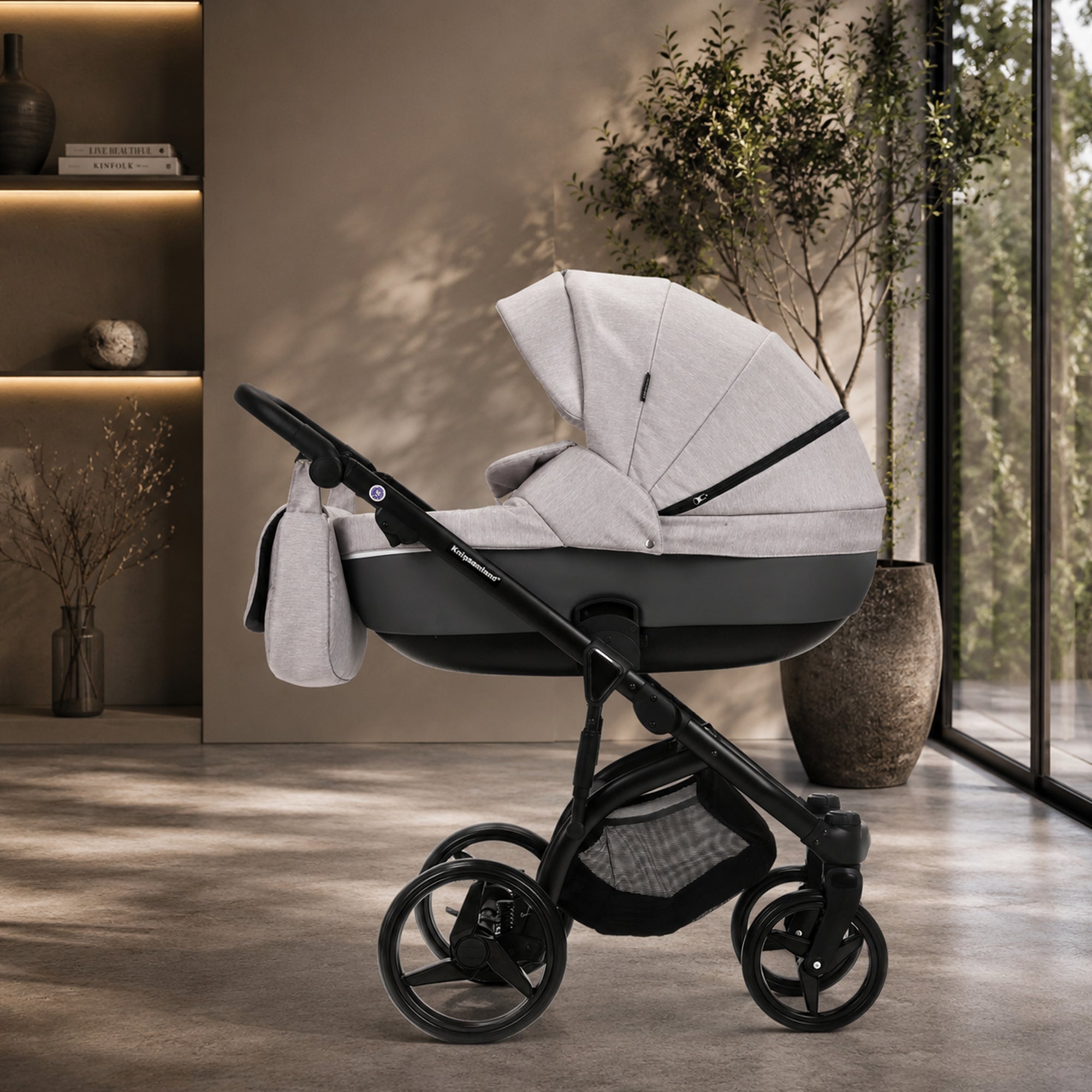 Knirpsenland Valencia Kombi Kinderwagen – Hellgrau / Dunkelgrau (Jeans-Optik)