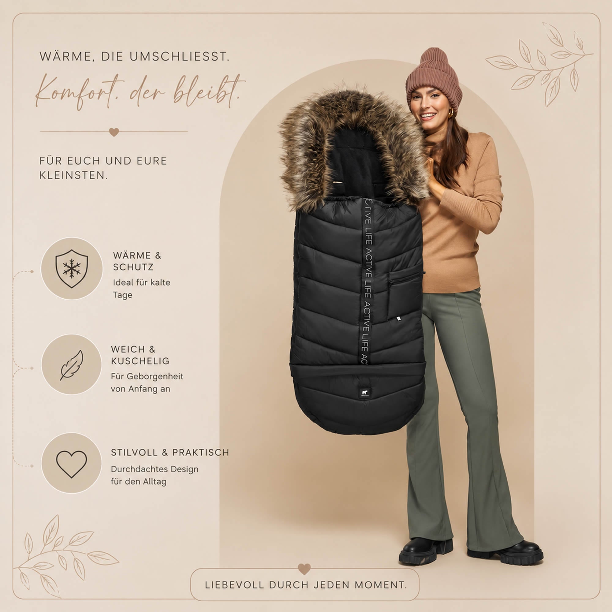 Knirpsenland Winterfußsack EVEREST – Schwarz (Classic Black Edition)