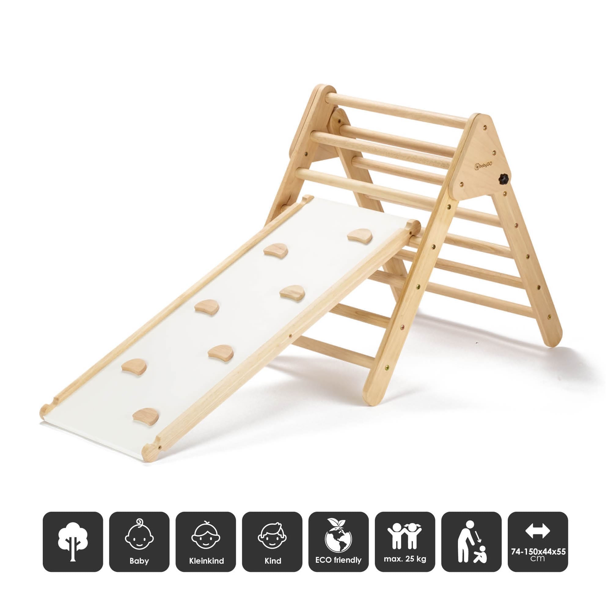 Klettergerüst Kletterdreieck Rutsche Kletterbogen Wippe 3in1 Montessori