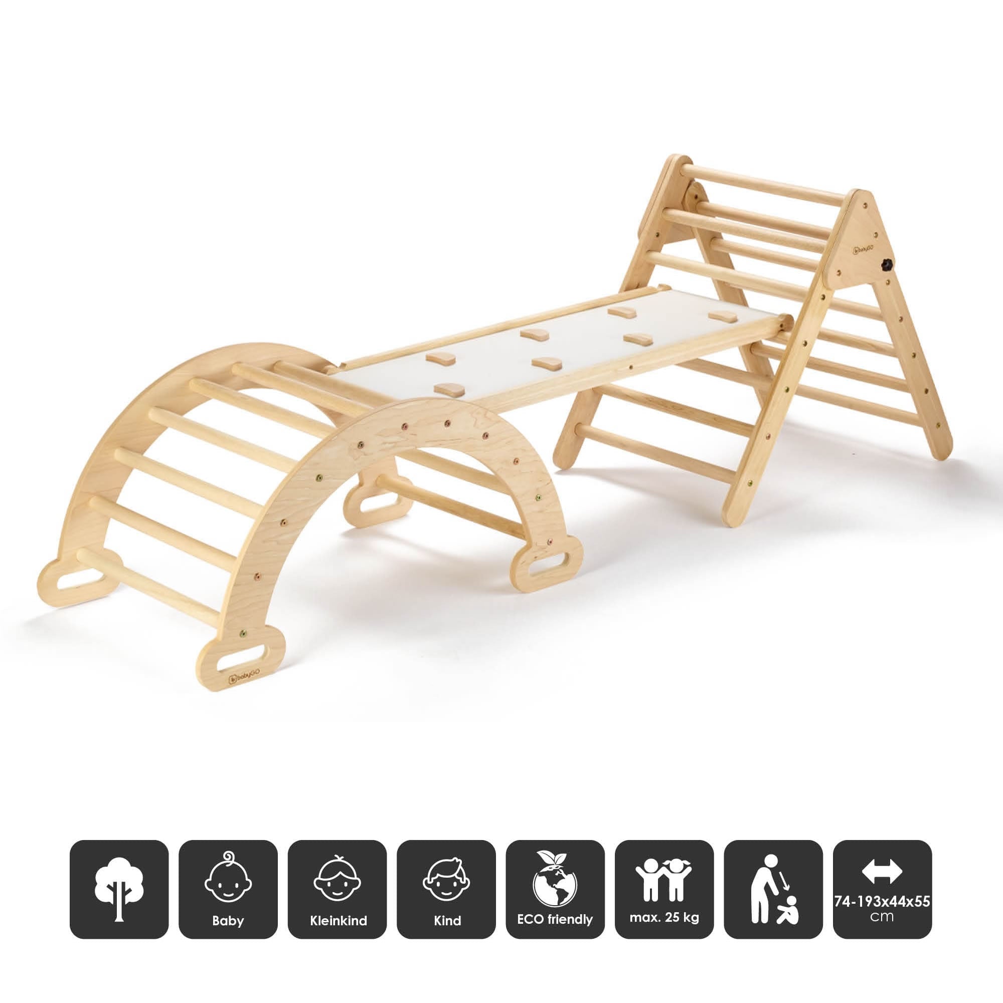 Klettergerüst Kletterdreieck Rutsche Kletterbogen Wippe 3in1 Montessori