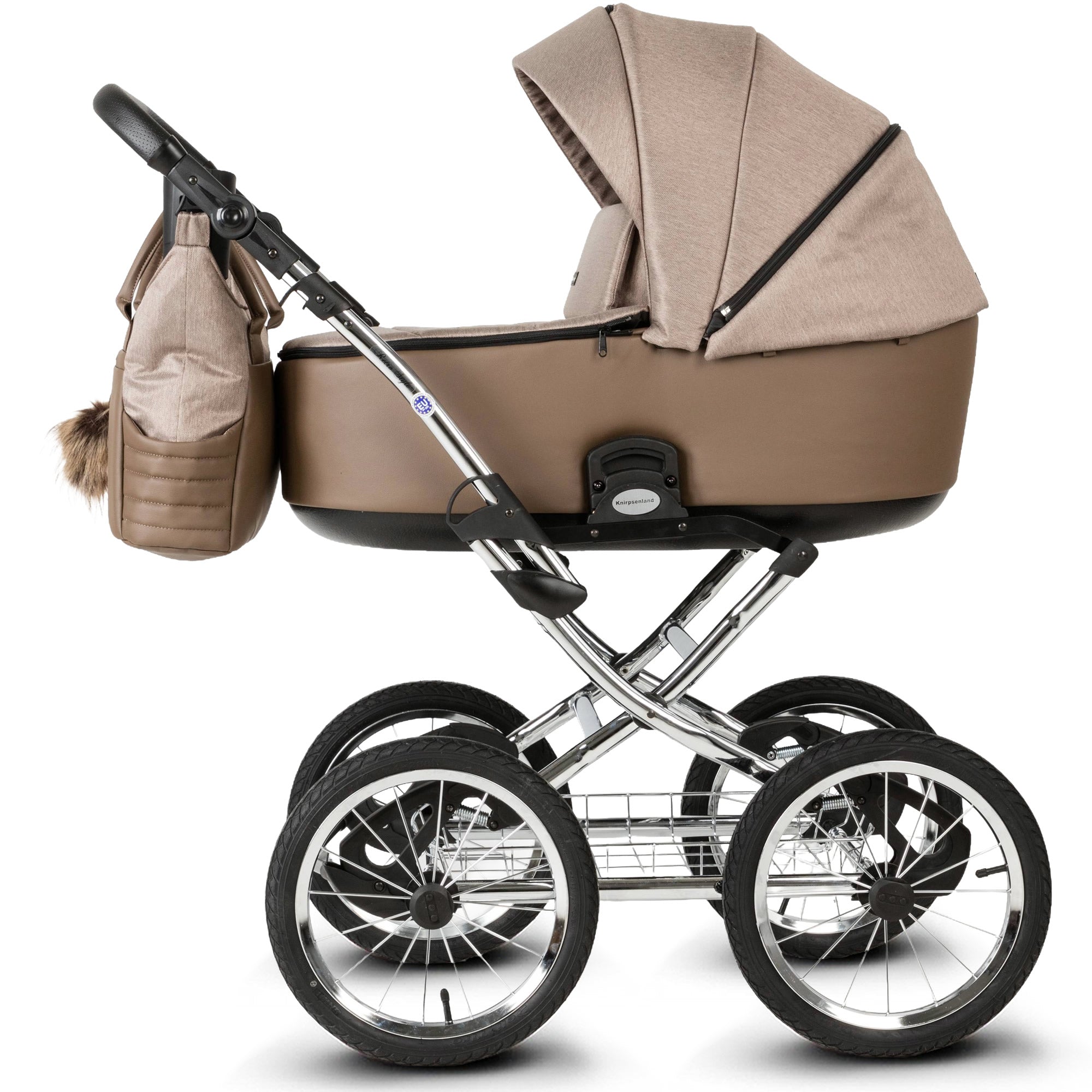 Knirpsenland Retro Style Chrome Edition Kinderwagen – Cappuccino Taupe