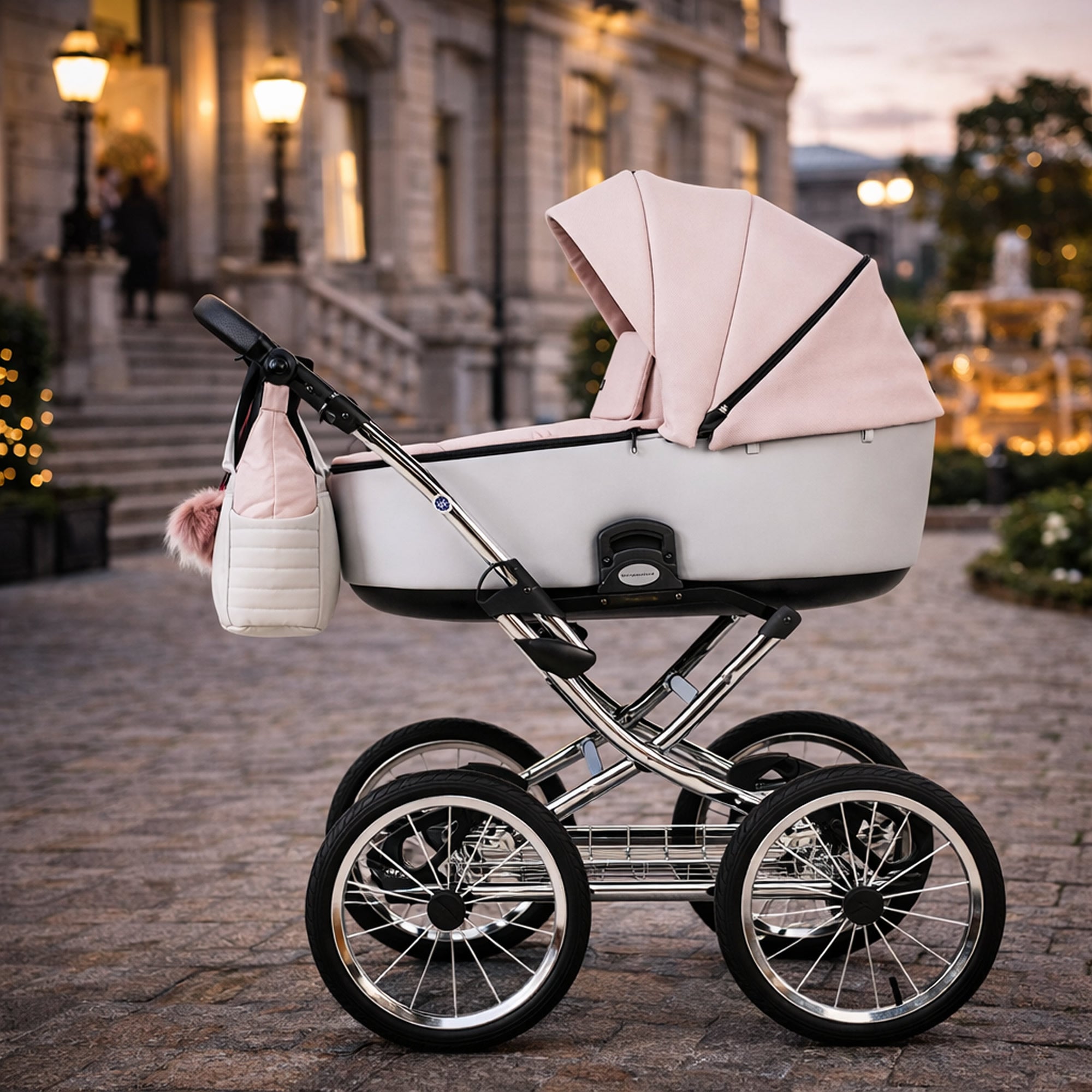 Knirpsenland Retro Style Chrome Edition Kinderwagen – Blush Grey