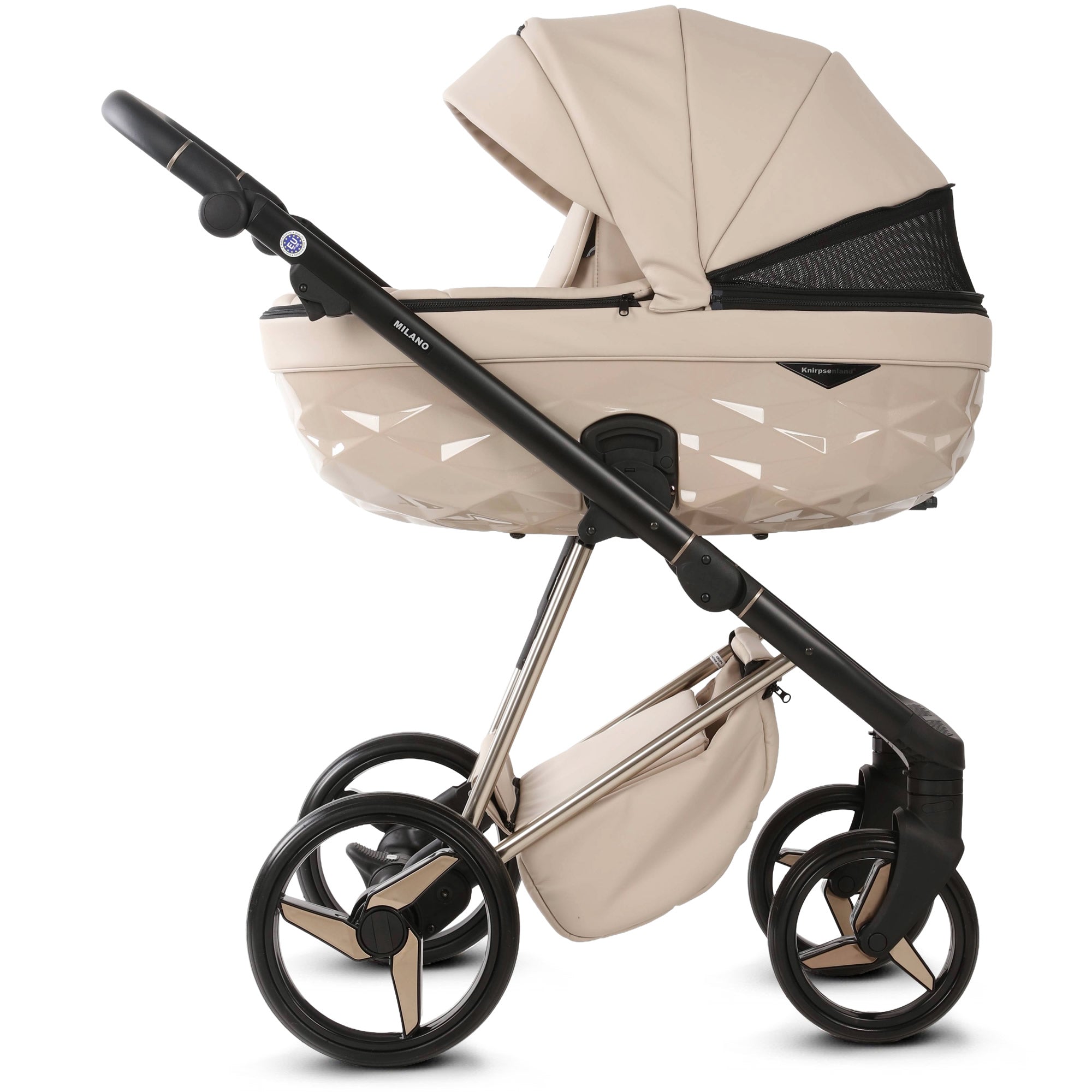 Luxus Kombi-Kinderwagen Milano Cappuccino – Limited Edition mit 3D Lack-Wanne