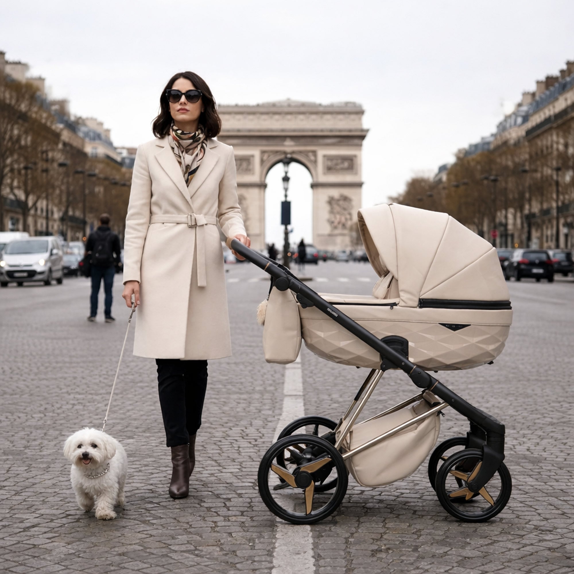 Luxus Kombi-Kinderwagen Milano Cappuccino – Limited Edition mit 3D Lack-Wanne