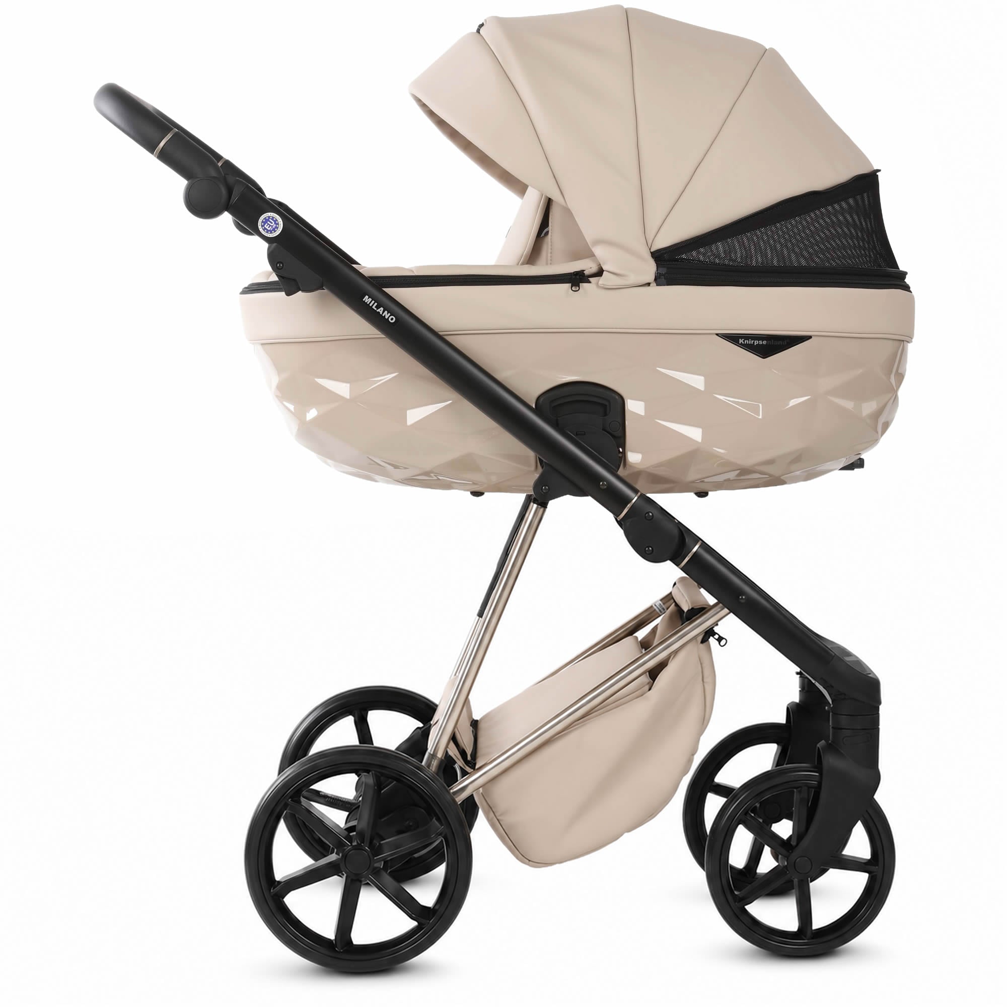 Luxus Kombi-Kinderwagen Milano Cappuccino – Limited Edition mit 3D Lack-Wanne