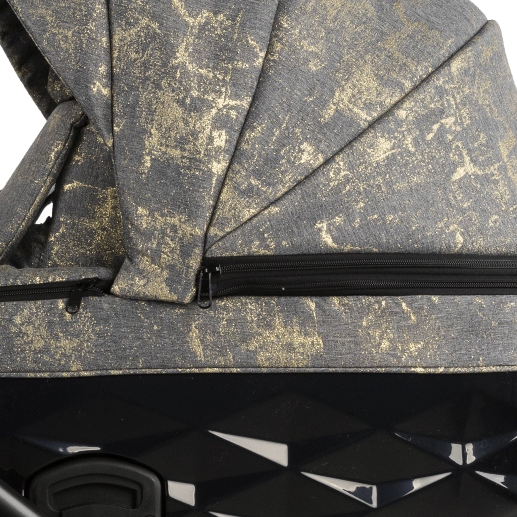 Luxus Kombi-Kinderwagen Milano Grau Gold – Limited Edition mit exklusiver Stoffstruktur