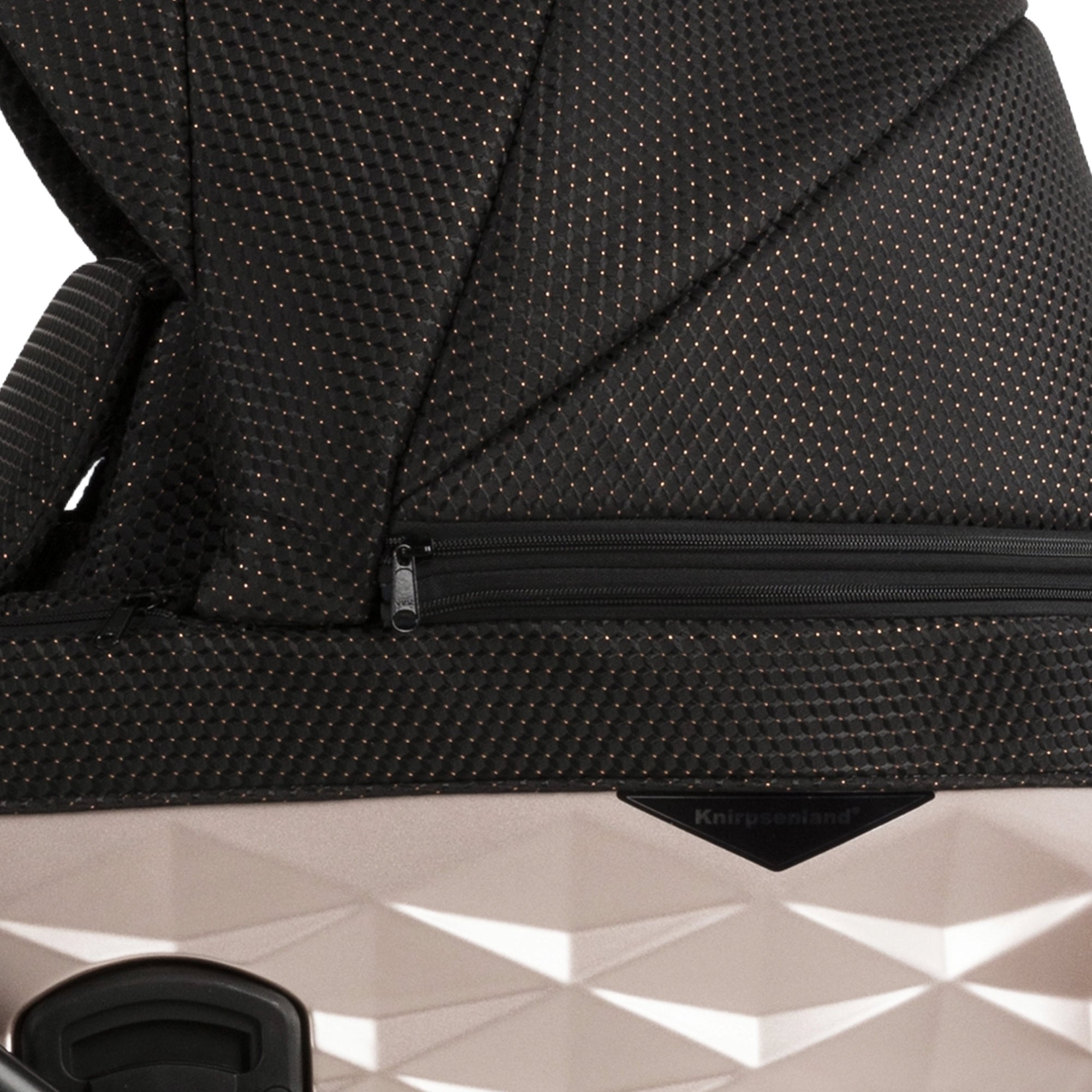 Luxus Kombi-Kinderwagen Milano Schwarz Roségold – Limited Edition mit Strukturstoff & 3D Lack-Wanne