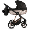Luxus Kombi-Kinderwagen Milano Schwarz Roségold – Limited Edition mit Strukturstoff & 3D Lack-Wanne