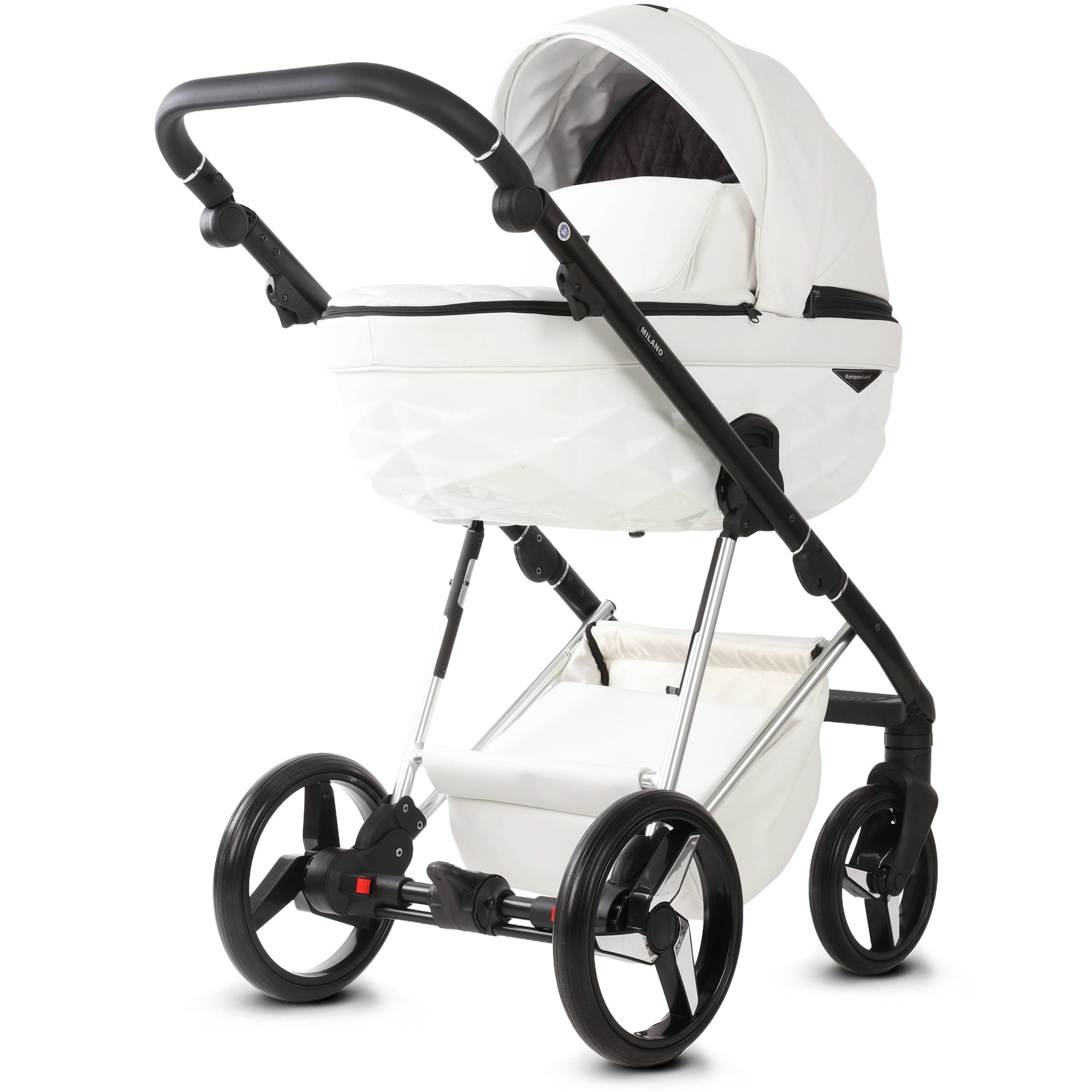 Luxus Kombi-Kinderwagen Milano Weiß – Limited Edition mit 3D Lack-Wanne