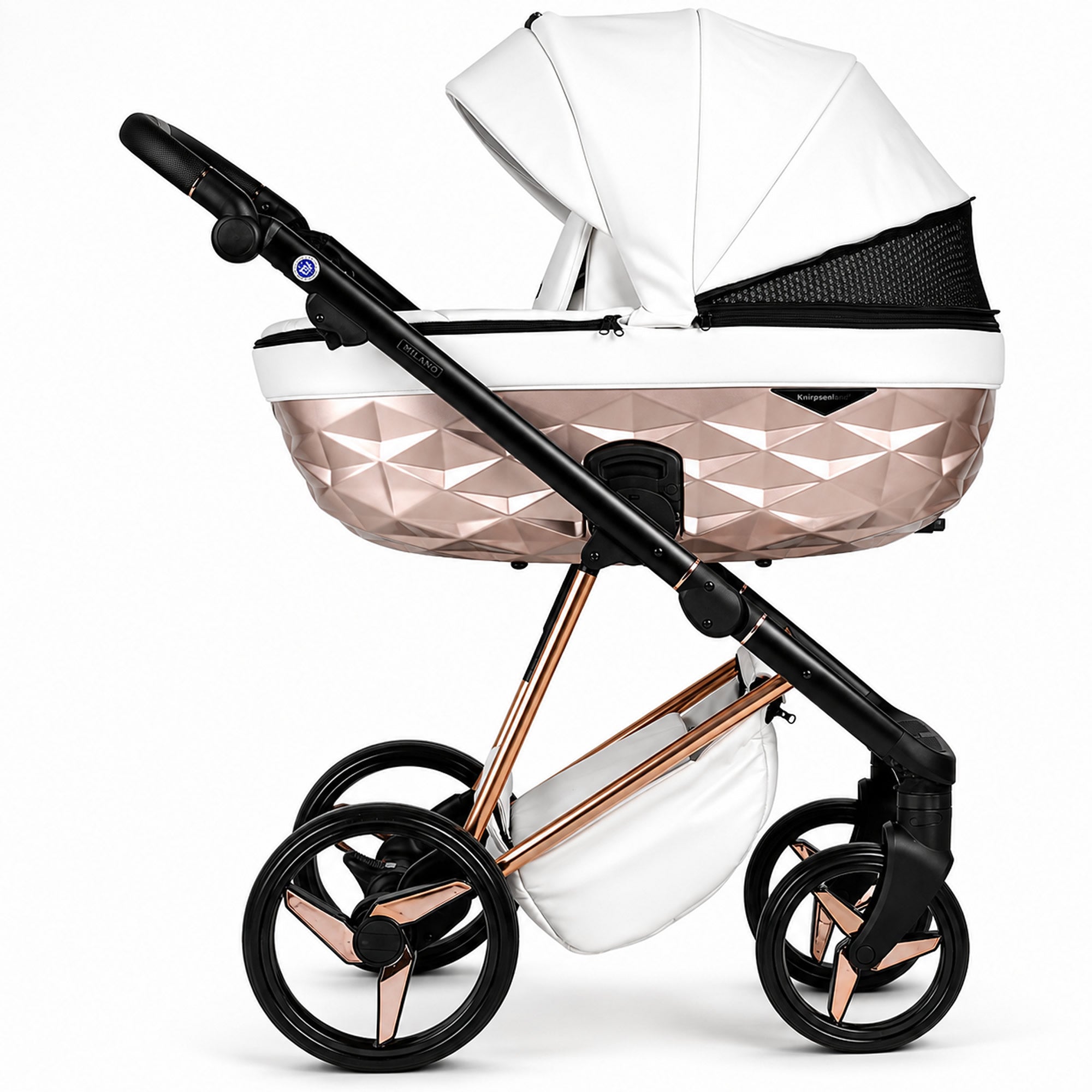 Milano Weiß Roségold Kinderwagen – Limited Edition