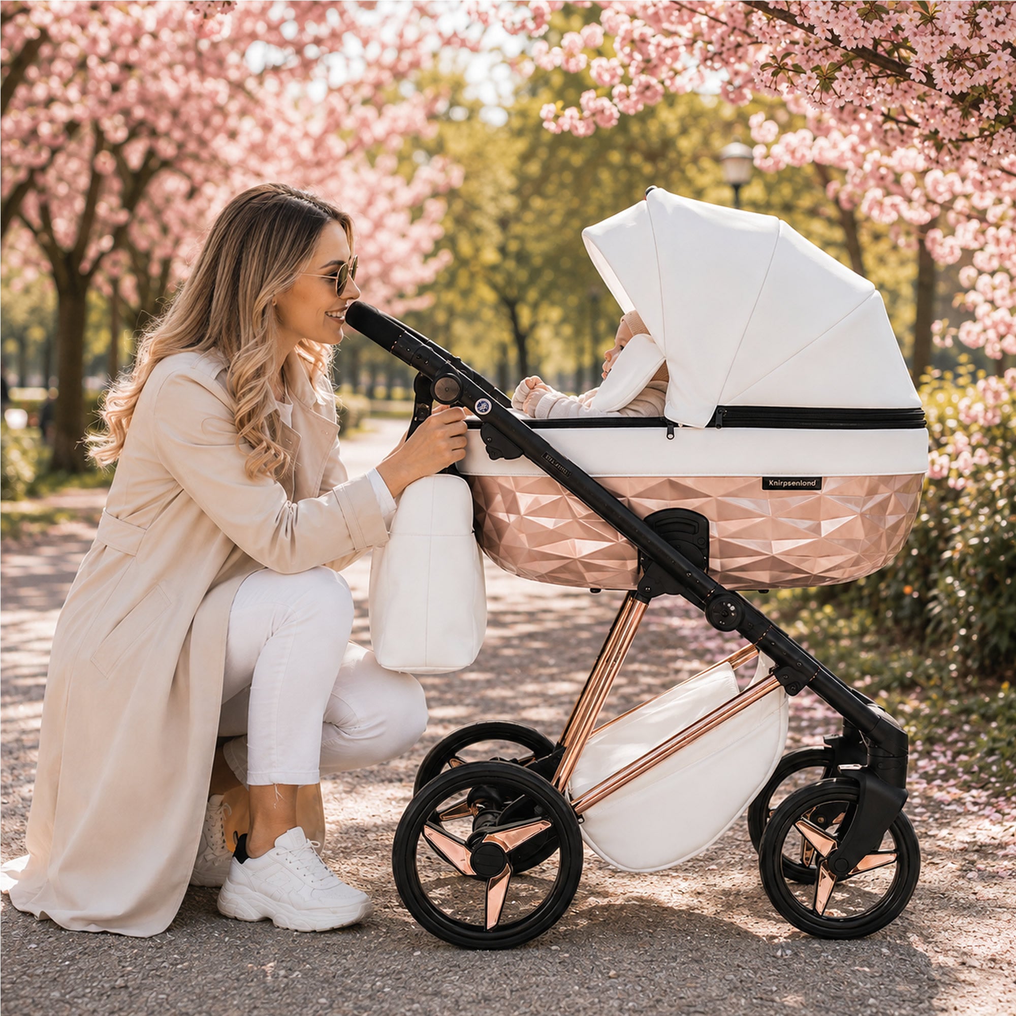 Milano Weiß Roségold Kinderwagen – Limited Edition